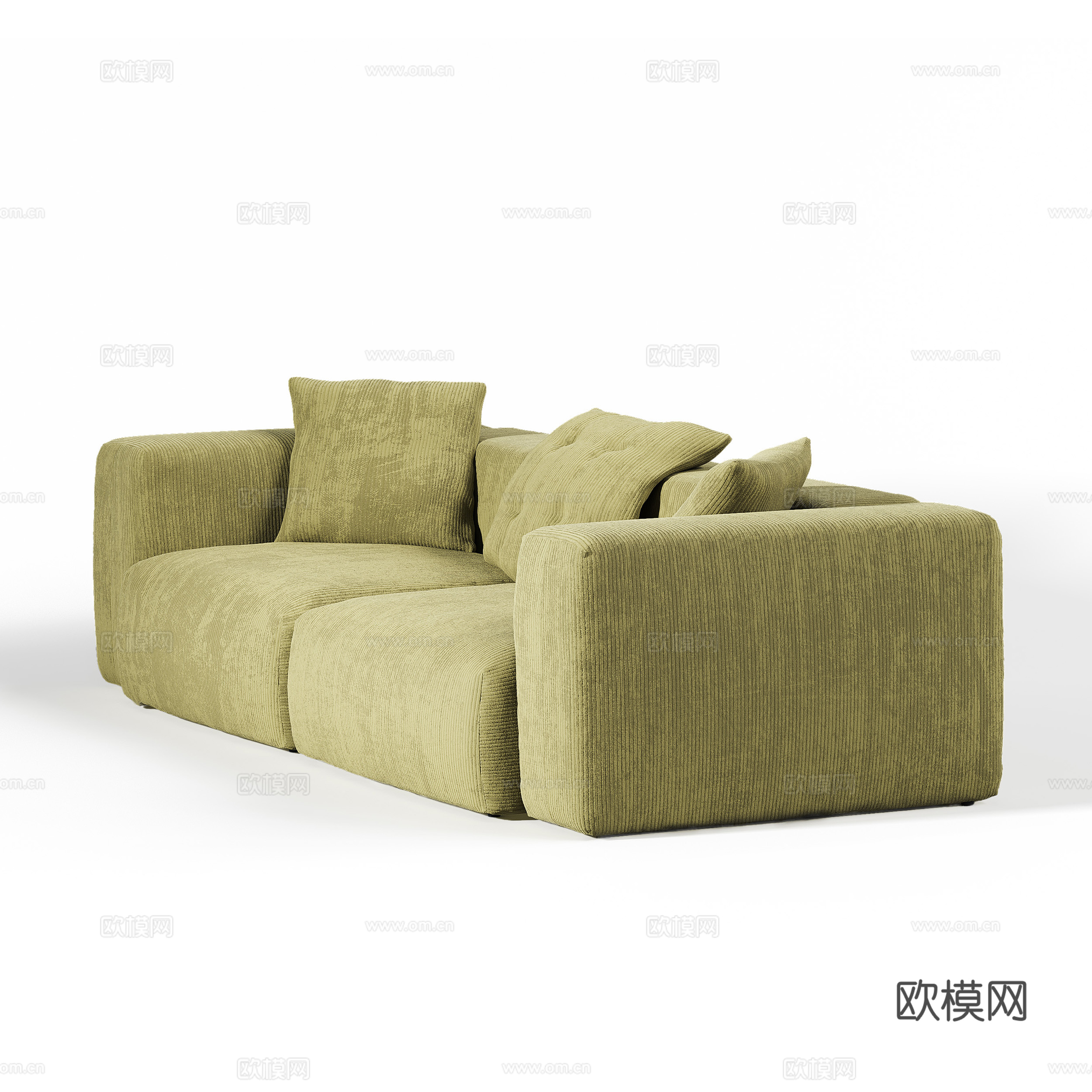 现代奶油风布艺休闲沙发3d模型