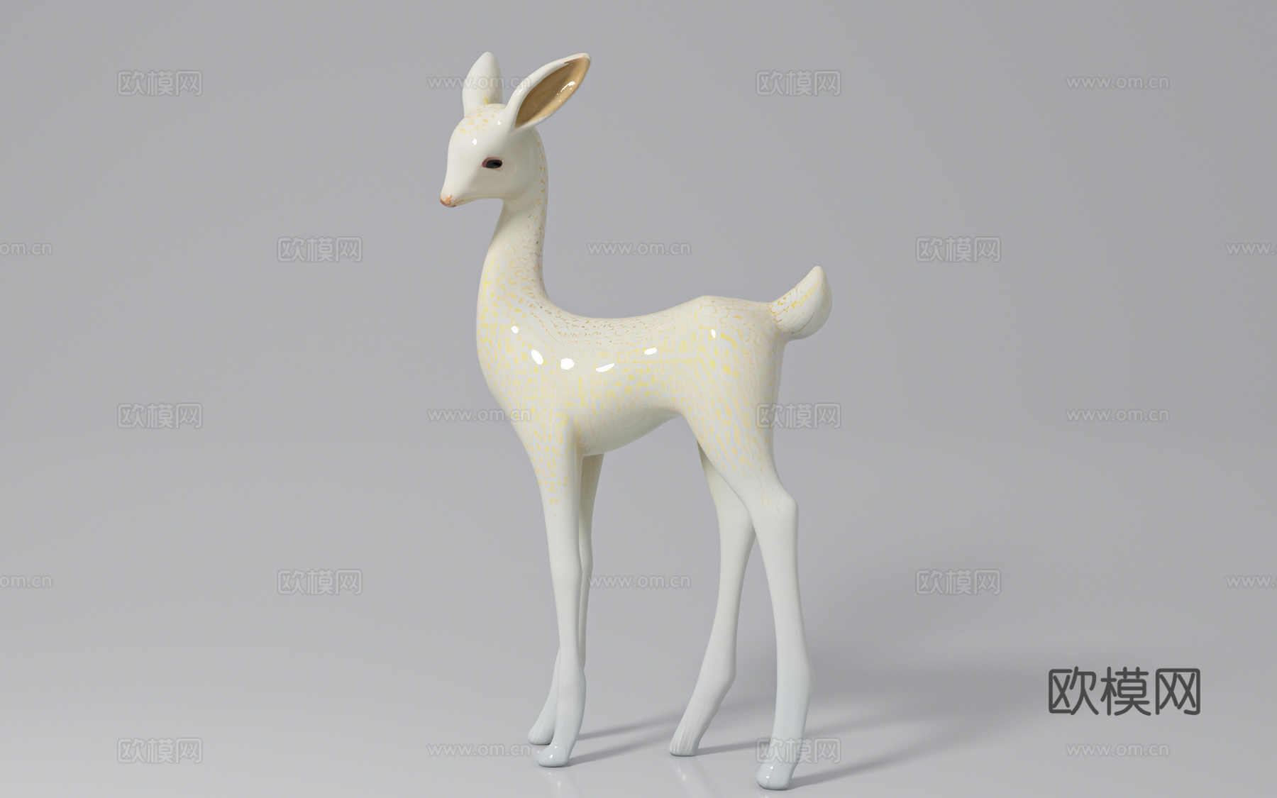 鹿 动物 雕塑 艺术品 陶瓷 摆件 打卡点 IP 装饰 饰品3d模型