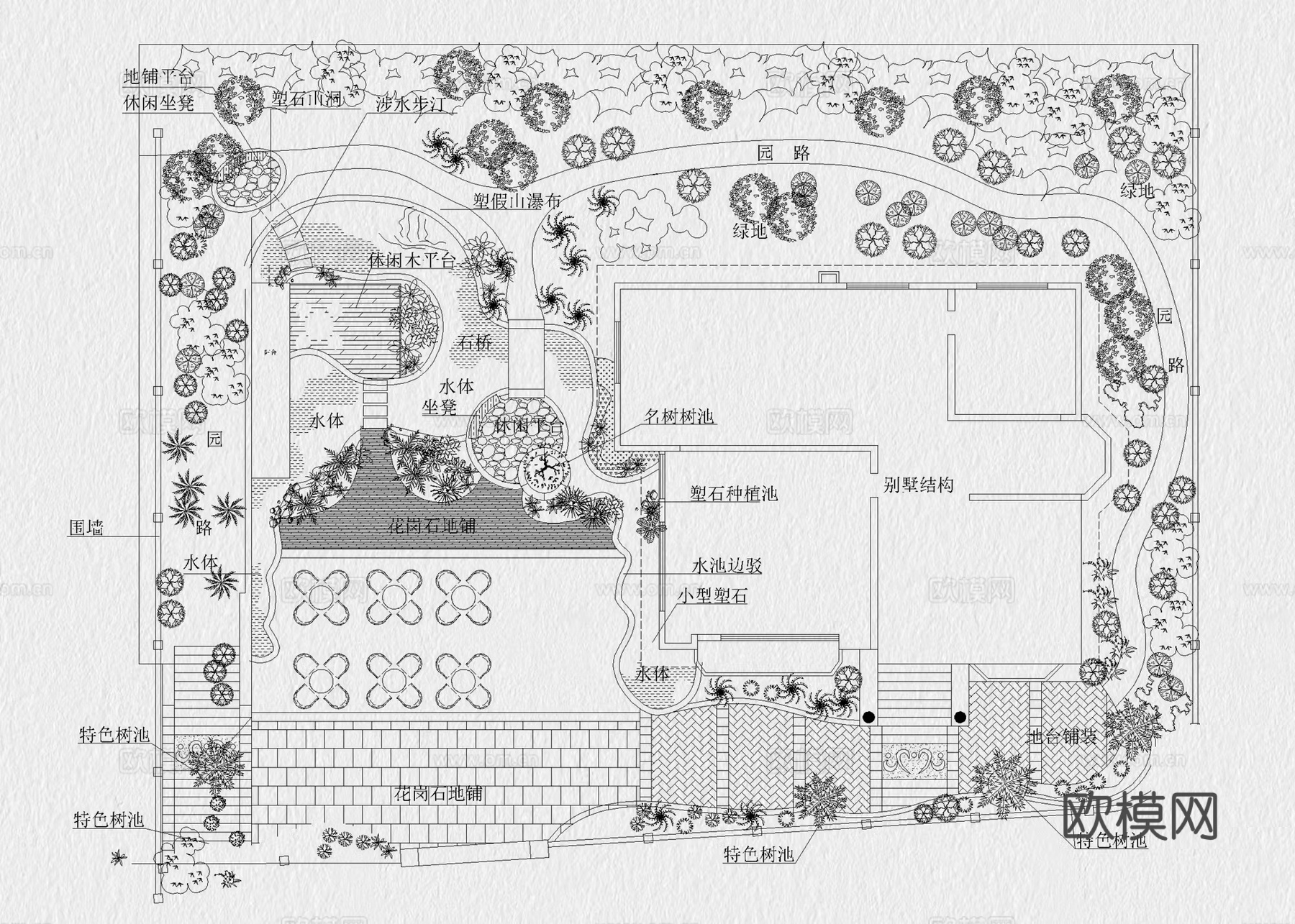 庭院 私家庭院 花园庭院 民宿庭院 别墅庭院 庭院露台cad施工图