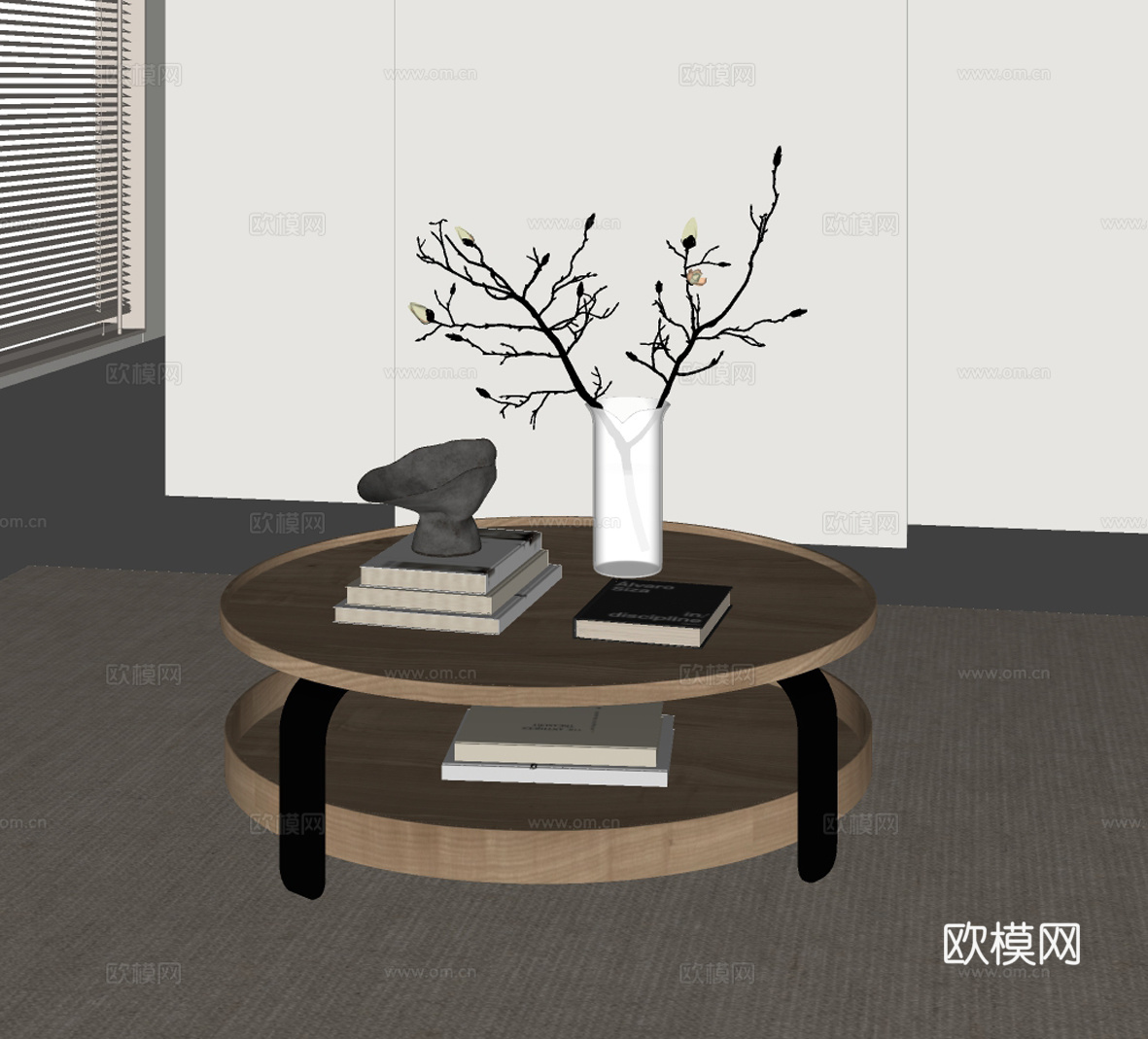 北欧中古茶几 茶几摆件su模型