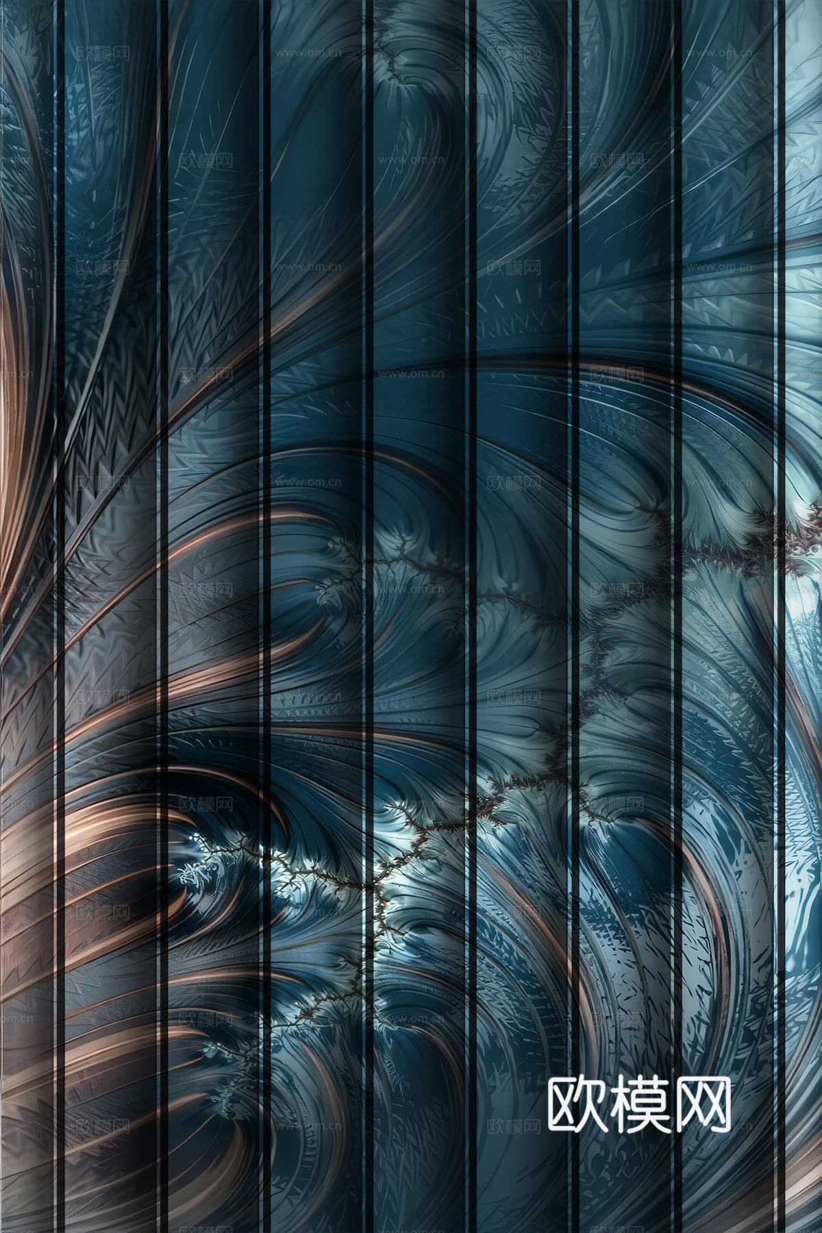 岩板大理石纹波浪艺术背景墙下载（渲染图4）