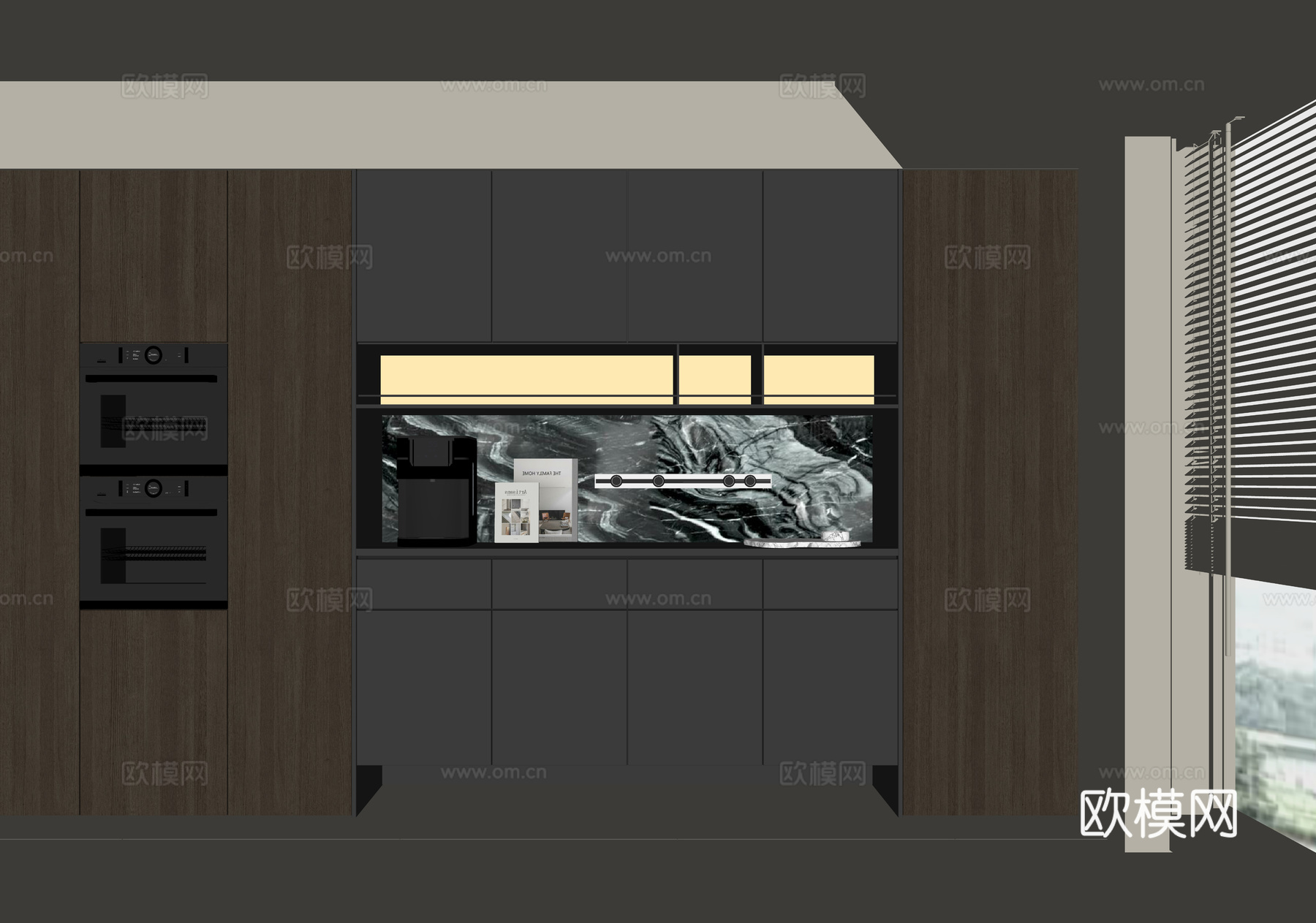 现代酒柜餐边柜su模型下载（渲染图2）