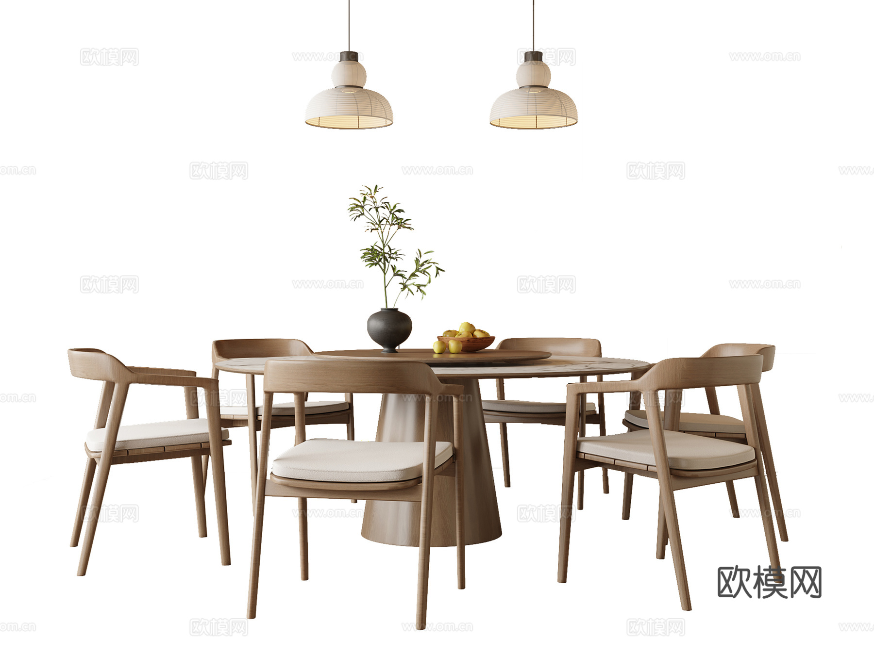 新中式宋式风餐桌椅3d模型