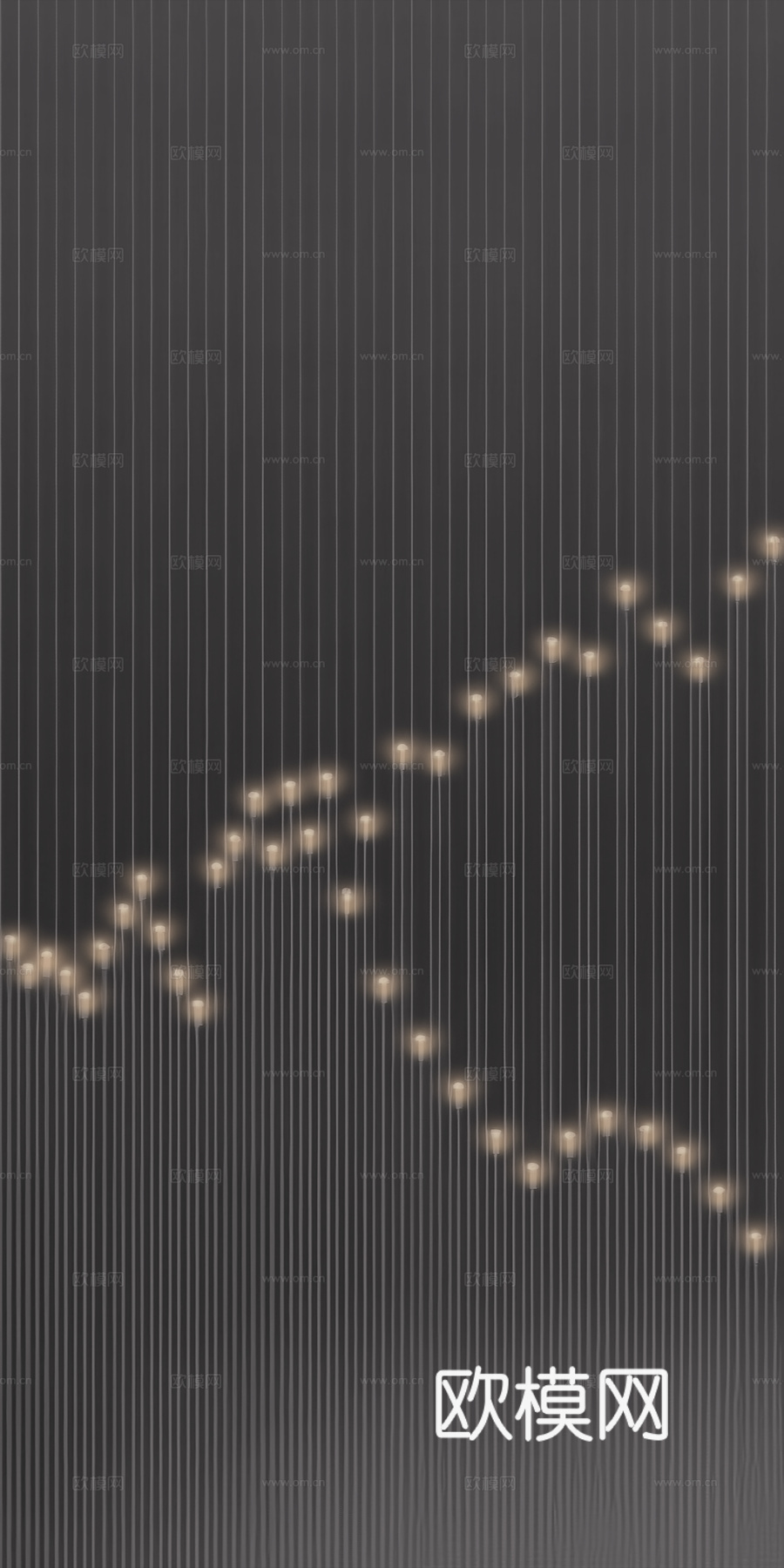 高清灯光夹丝玻璃艺术格栅隔断下载（渲染图4）