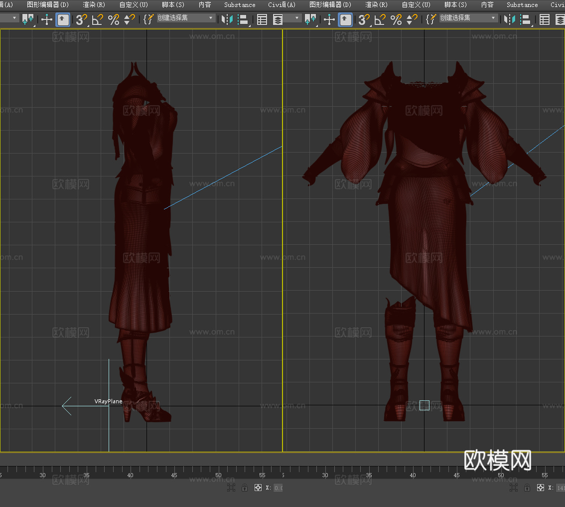 女性铠甲 盔甲 中世纪战斗服装 衣服3d模型