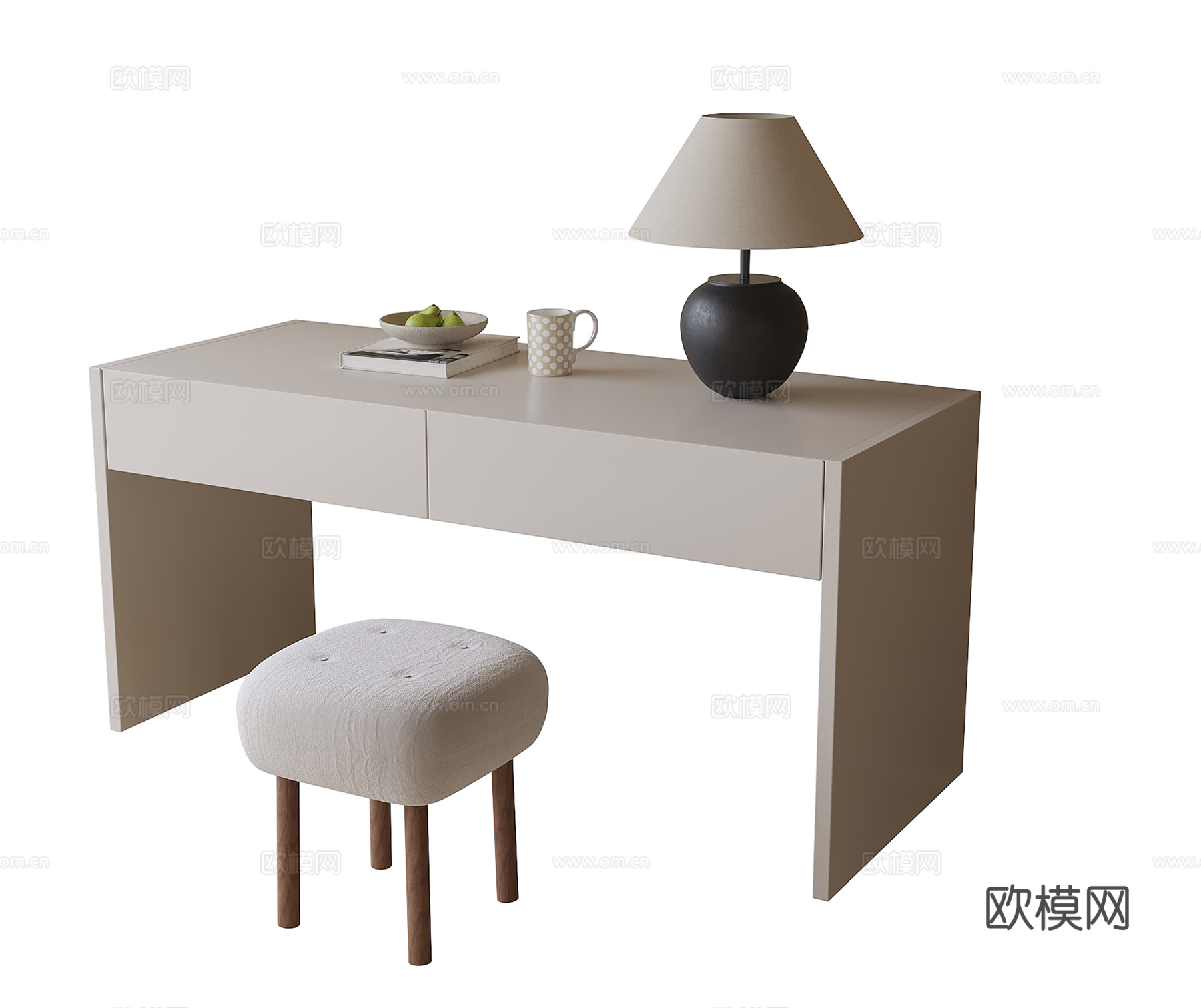 现代梳妆台 梳妆凳 书桌椅3d模型