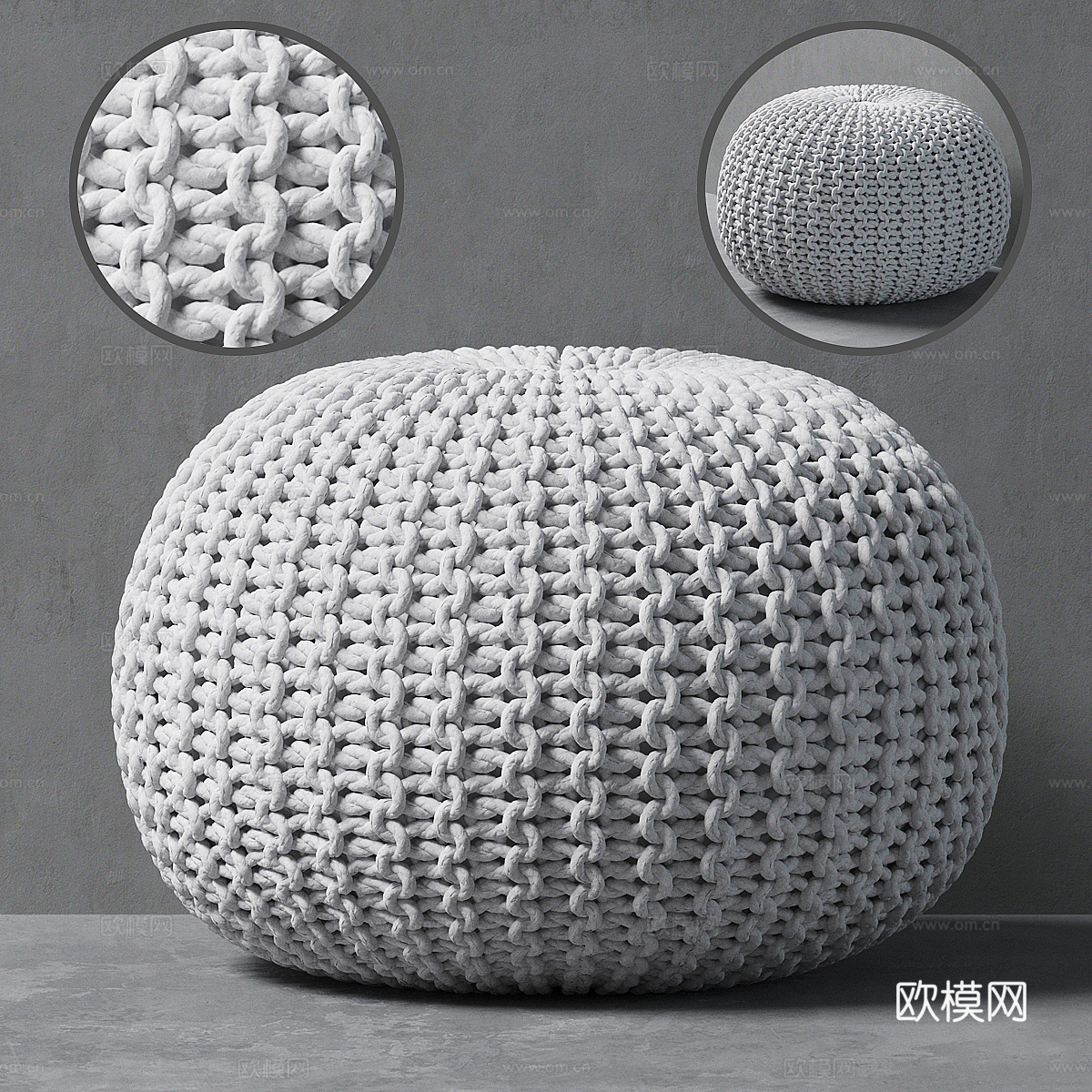 手工编织蒲团 圆墩子坐垫 沙发坐墩蒲团垫3d模型