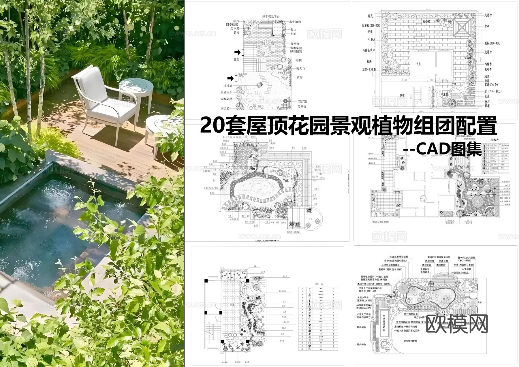 屋顶花园景观植物组团cad施工图