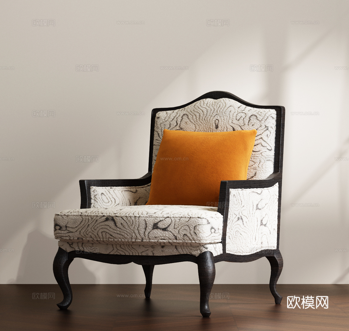 美式休闲椅 现代美式休闲沙发 现代美式中古休闲单人沙发3d模型