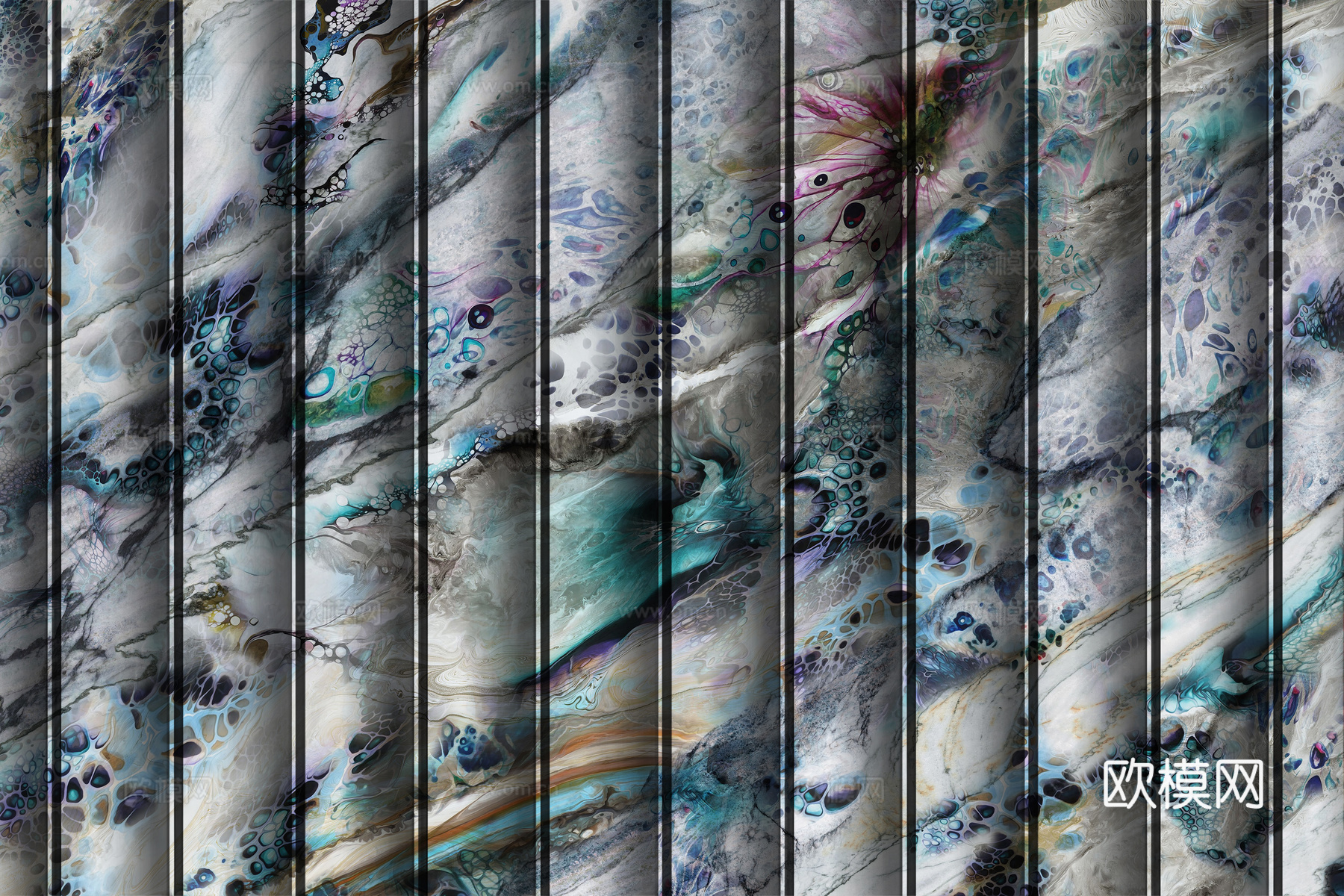 岩板大理石纹波浪艺术背景墙下载（渲染图6）