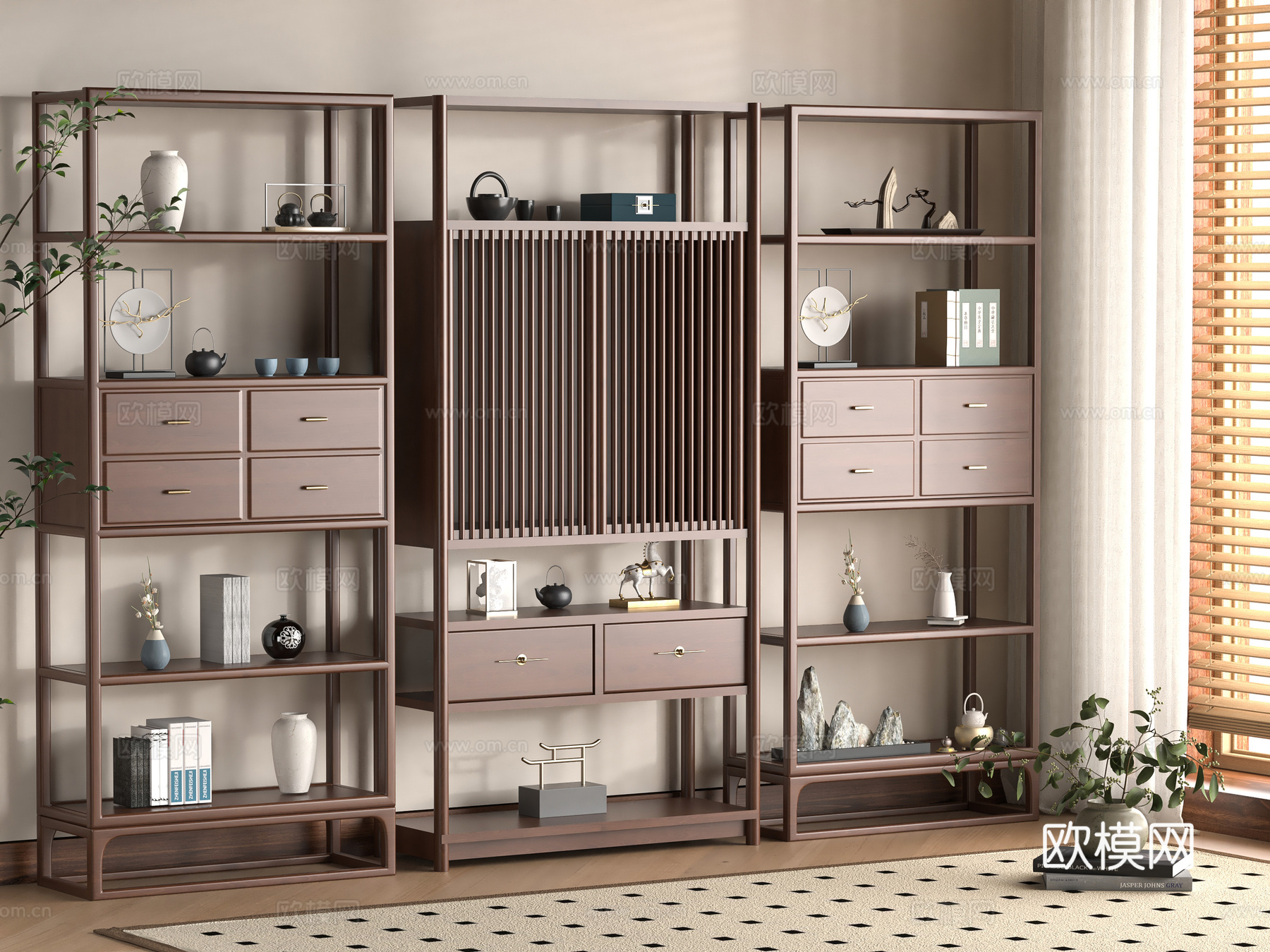 新中式博古架3d模型