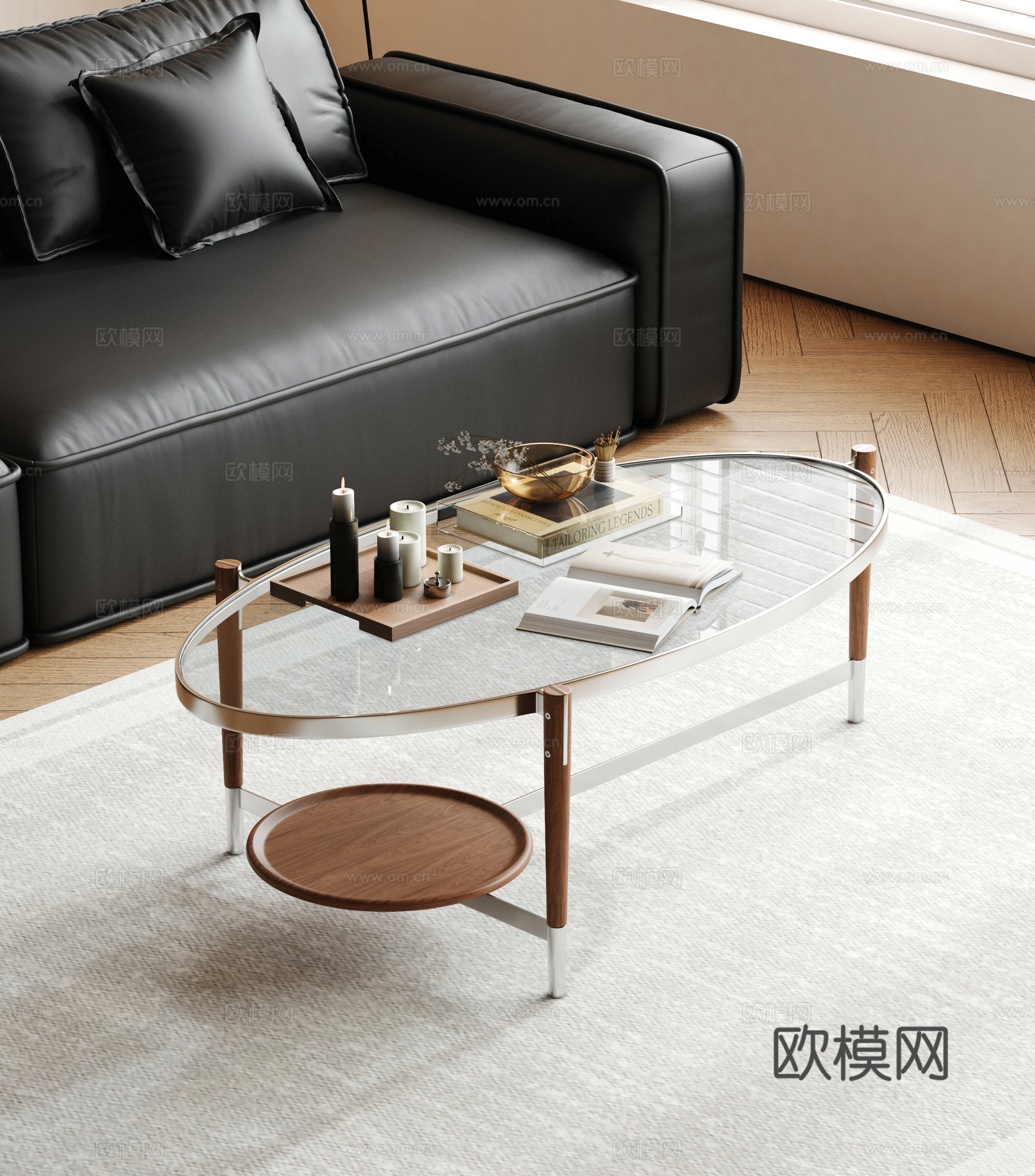 现代复古茶几 玻璃茶几 金属茶几 椭圆茶几  实木茶几3d模型