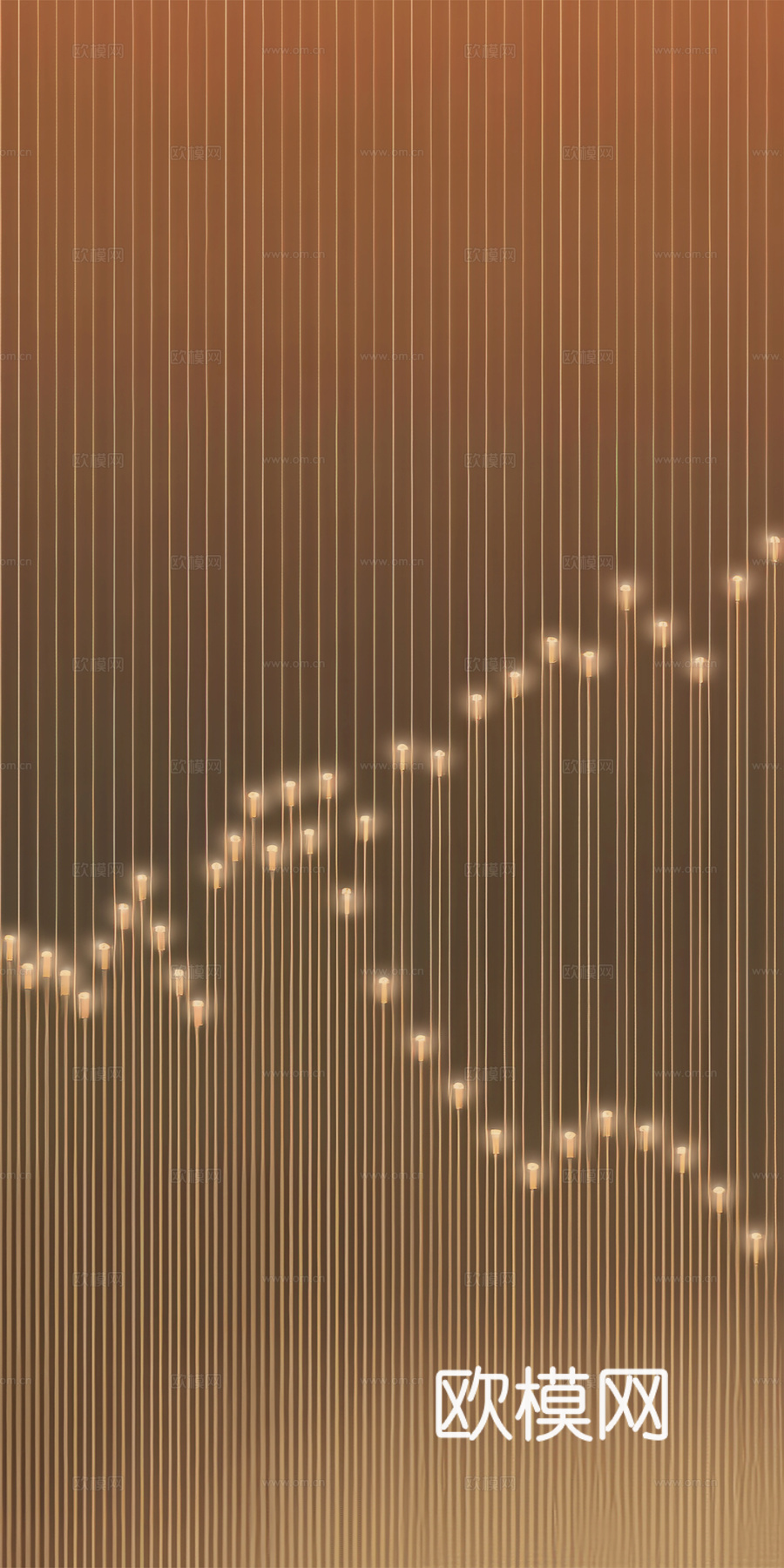 高清灯光夹丝玻璃艺术格栅隔断下载（渲染图6）