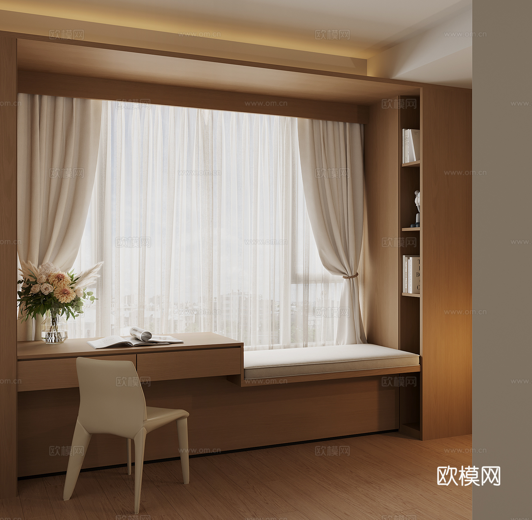 现代飘窗柜su模型