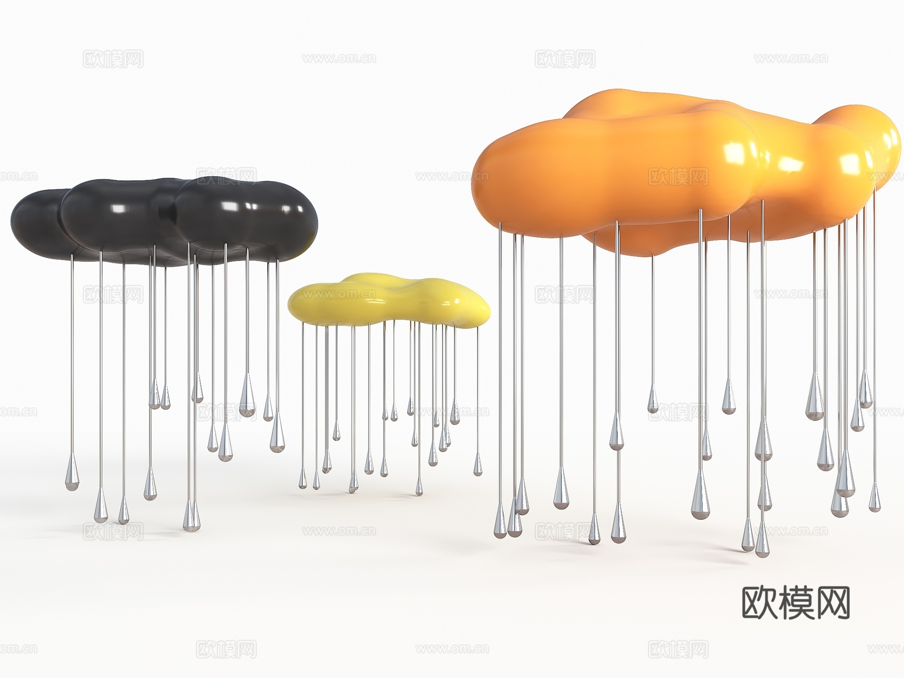 现代云朵小品 下雨云朵 现代云朵美陈 云朵雕塑 云朵 云朵廊3d模型