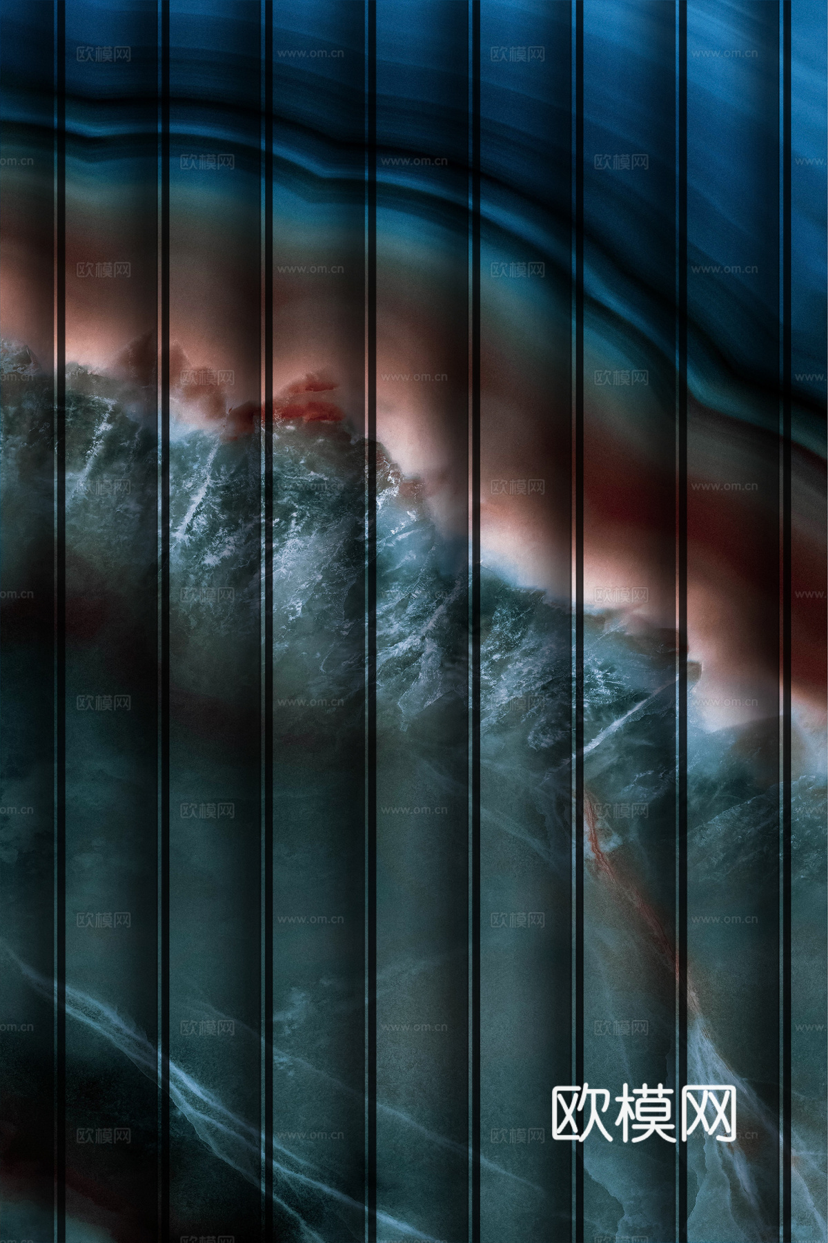 岩板大理石纹波浪艺术背景墙下载（渲染图2）