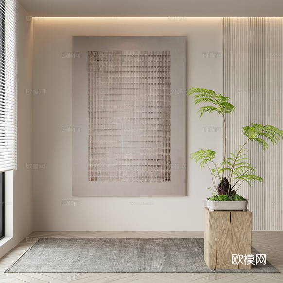 现代侘寂挂画 油画3d模型下载