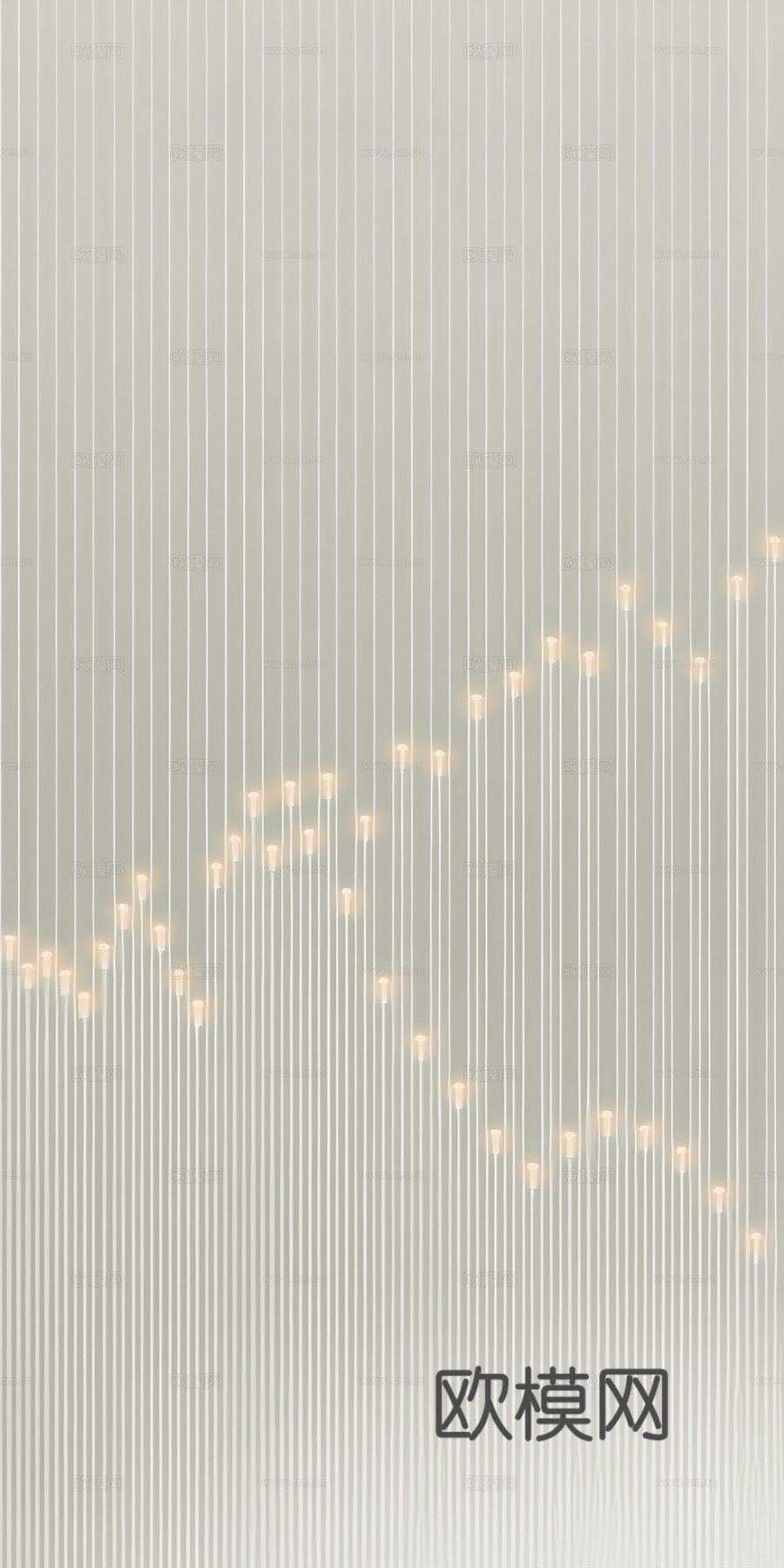 高清灯光夹丝玻璃艺术格栅隔断下载（渲染图1）