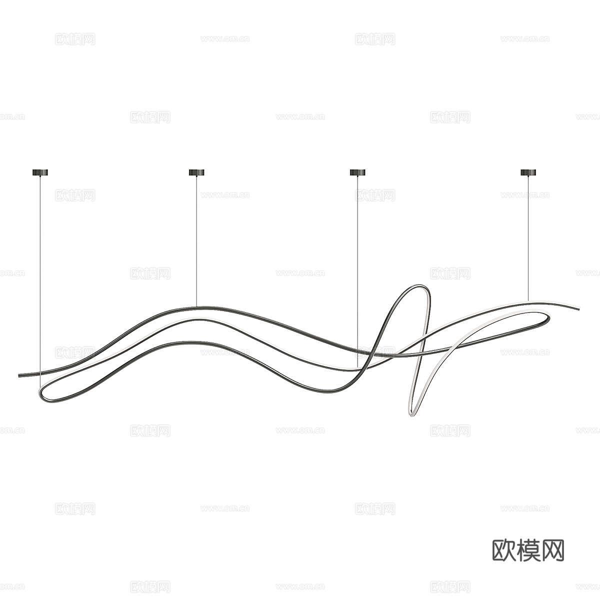 现代意式极简线性装饰吊灯3d模型