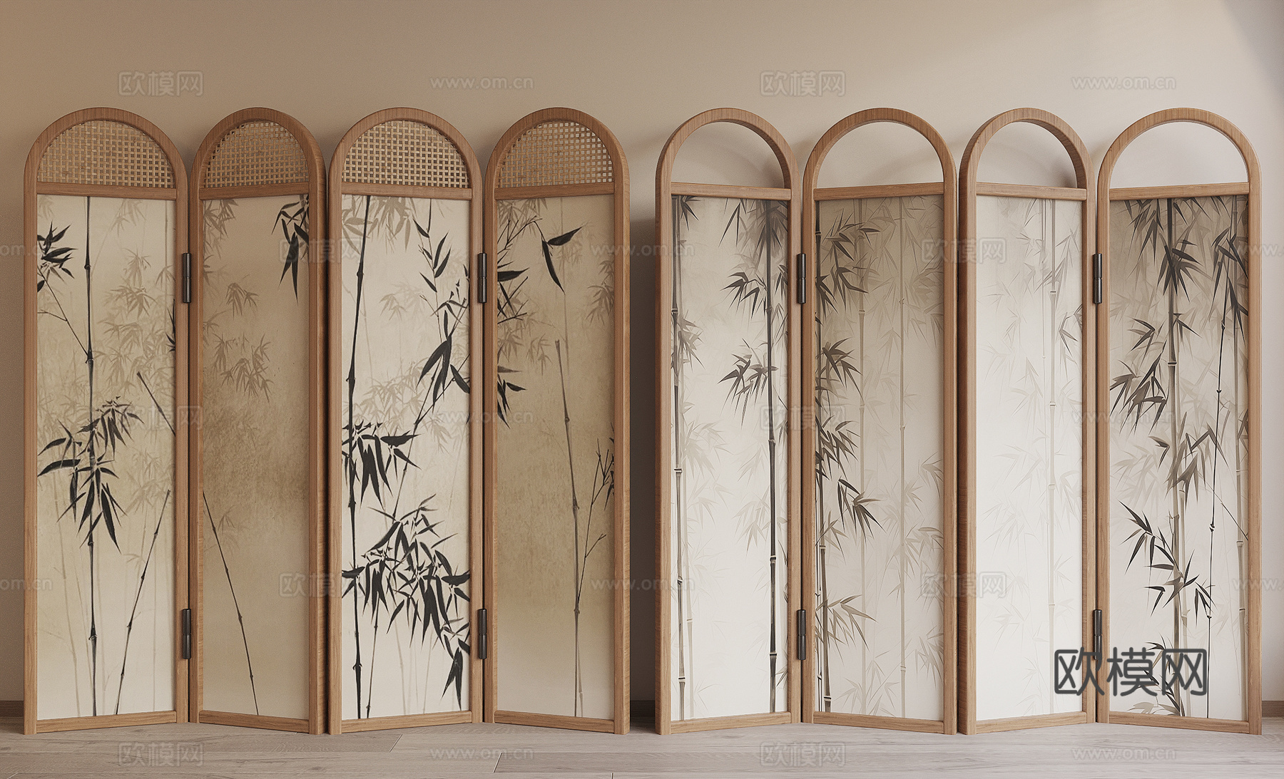 新中式屏风3d模型下载