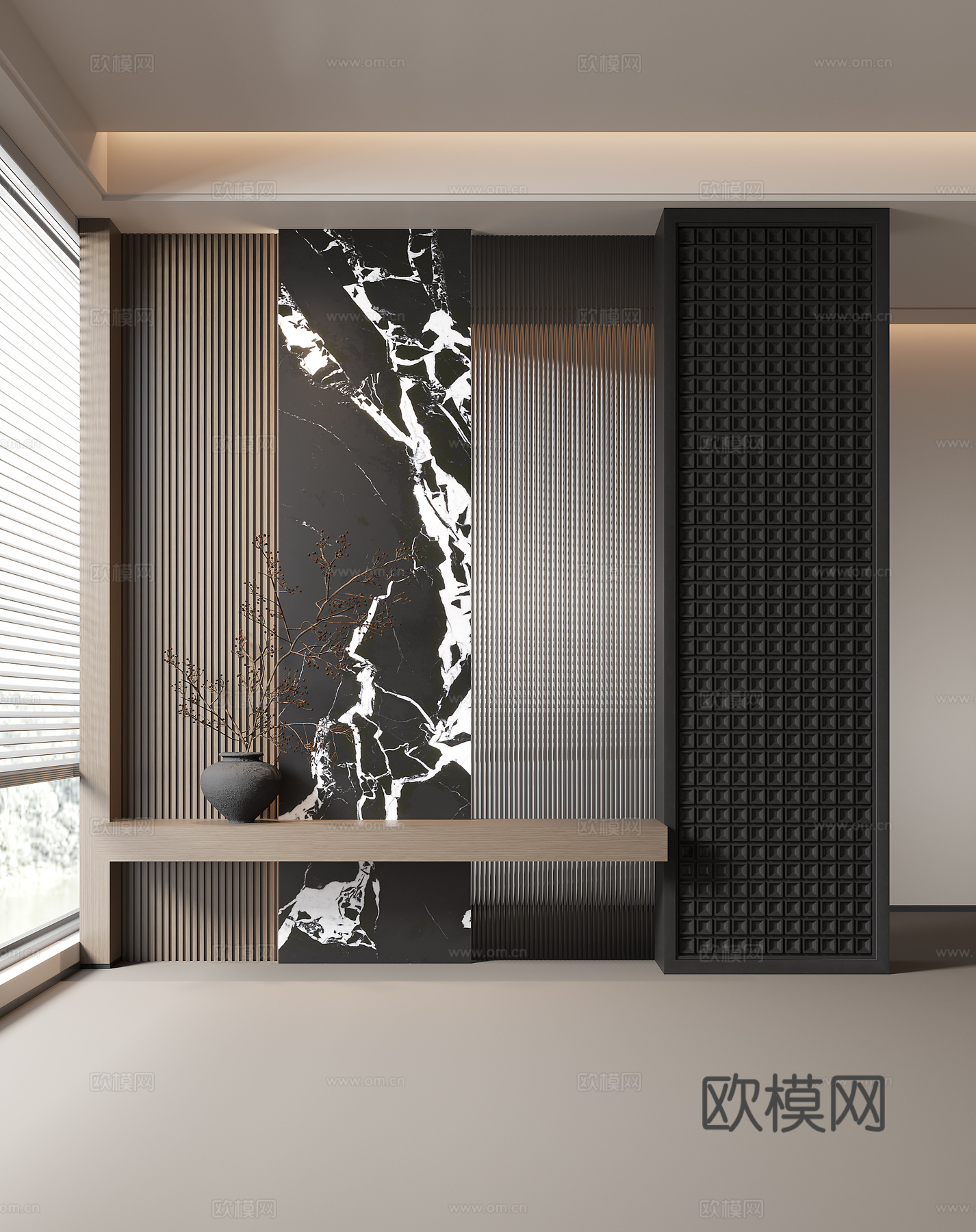 意式轻奢玄关3d模型