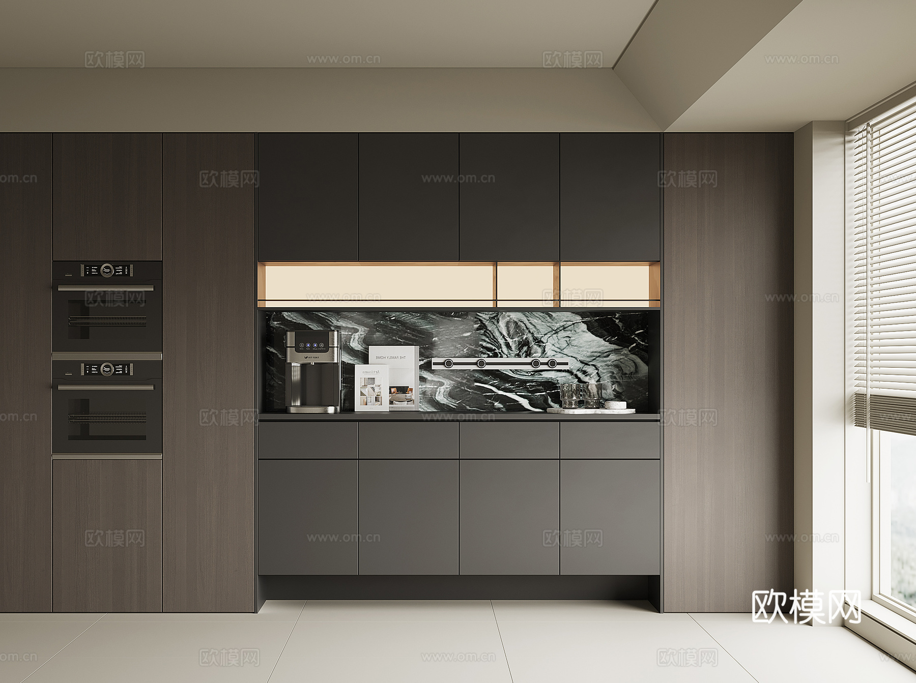 现代酒柜餐边柜su模型下载（渲染图1）