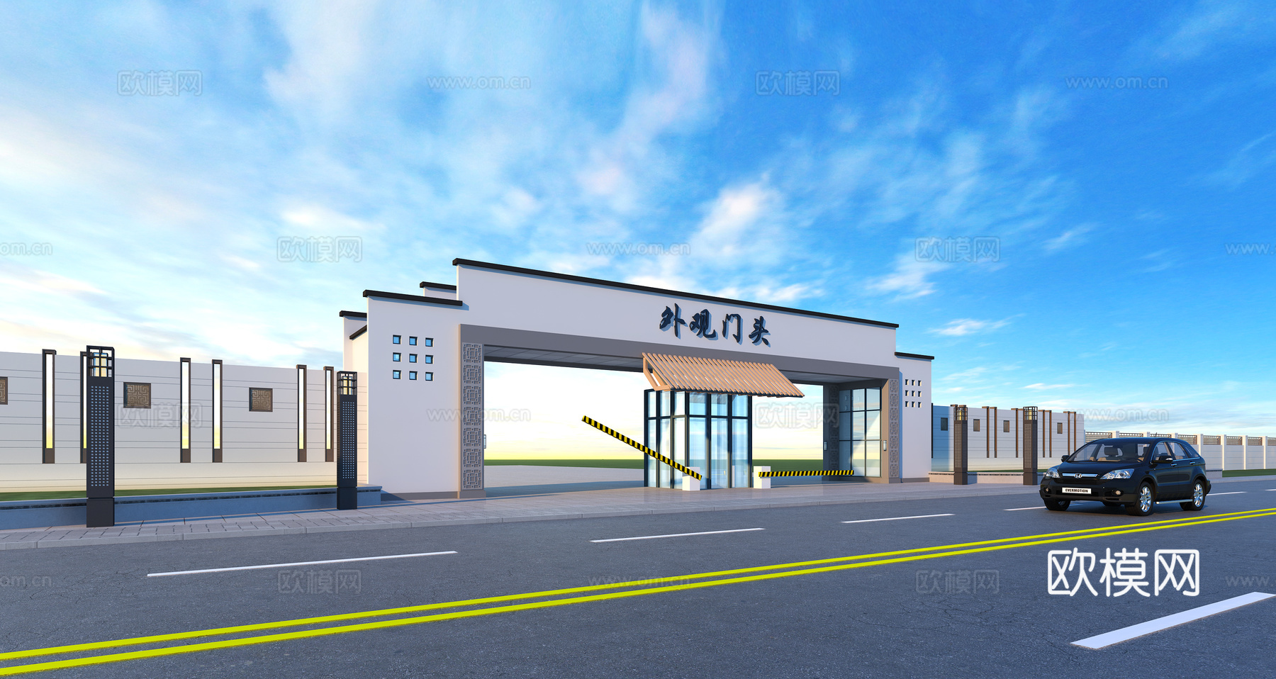 现代入口大门3d模型