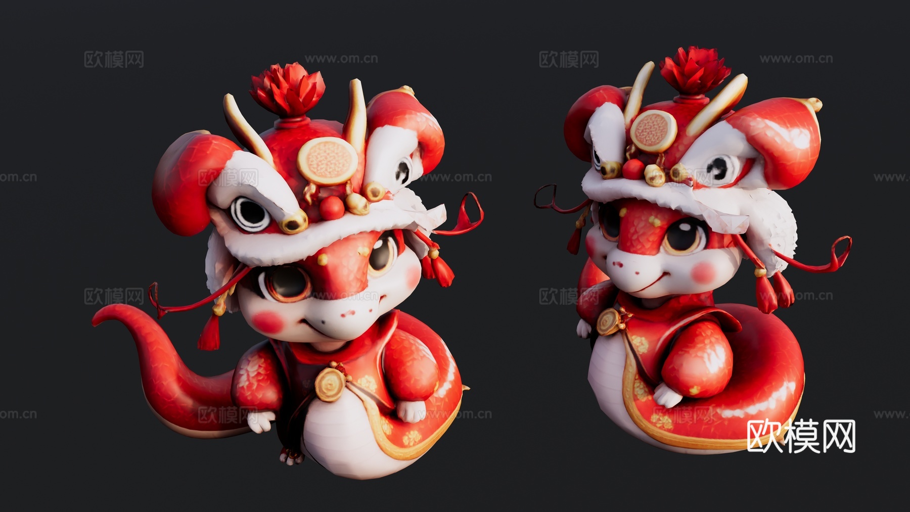 红色小蛇雕塑su模型