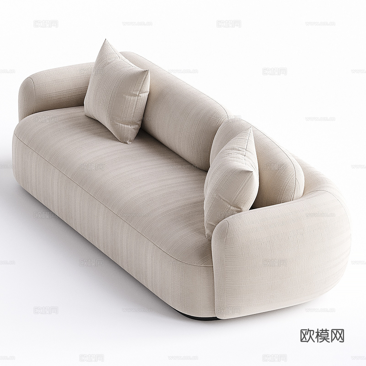 现代奶油风双人布艺休闲沙发3d模型