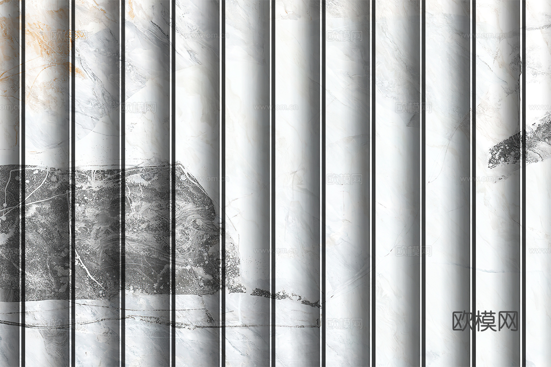 岩板大理石纹波浪艺术背景墙下载（渲染图1）