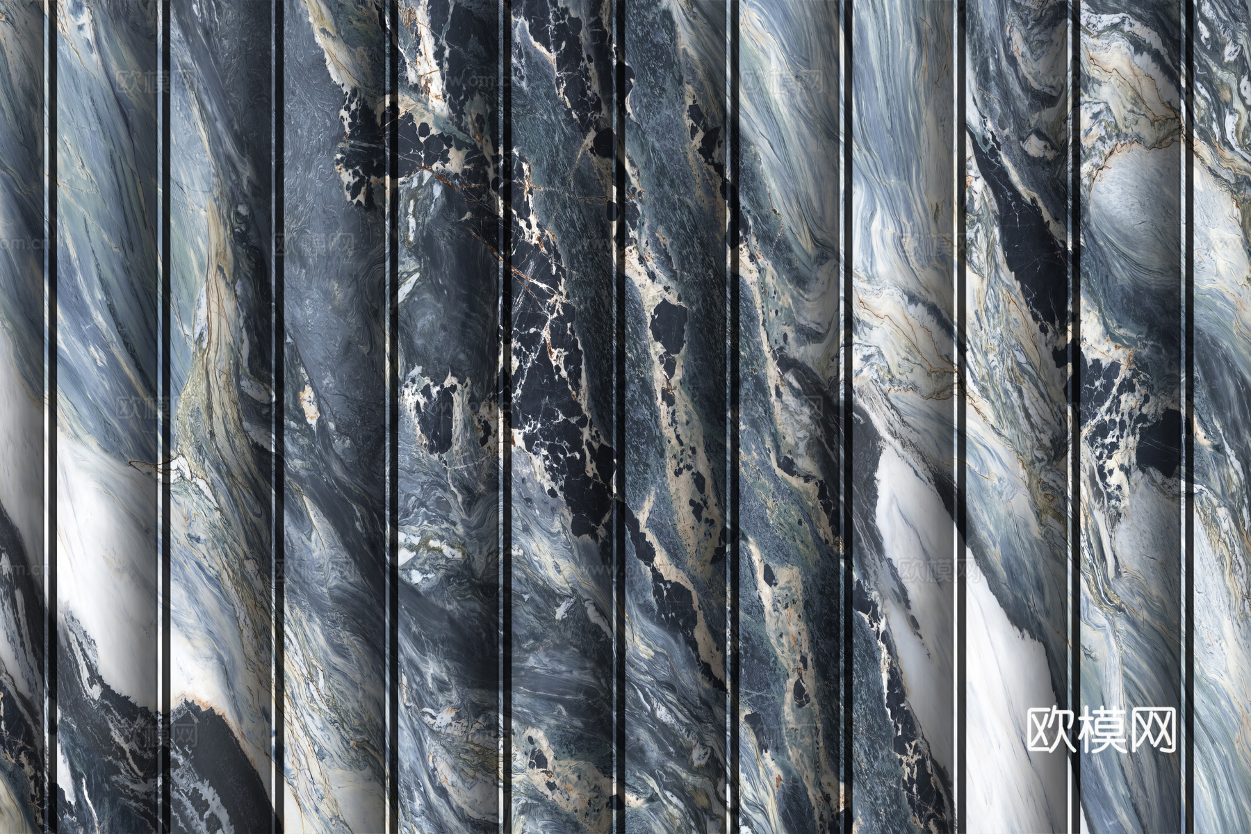 岩板大理石纹波浪艺术背景墙下载（渲染图7）
