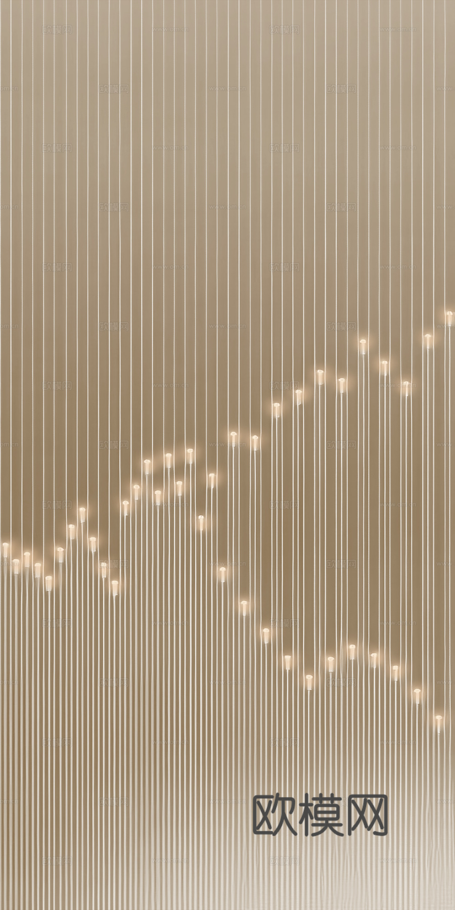 高清灯光夹丝玻璃艺术格栅隔断下载（渲染图7）