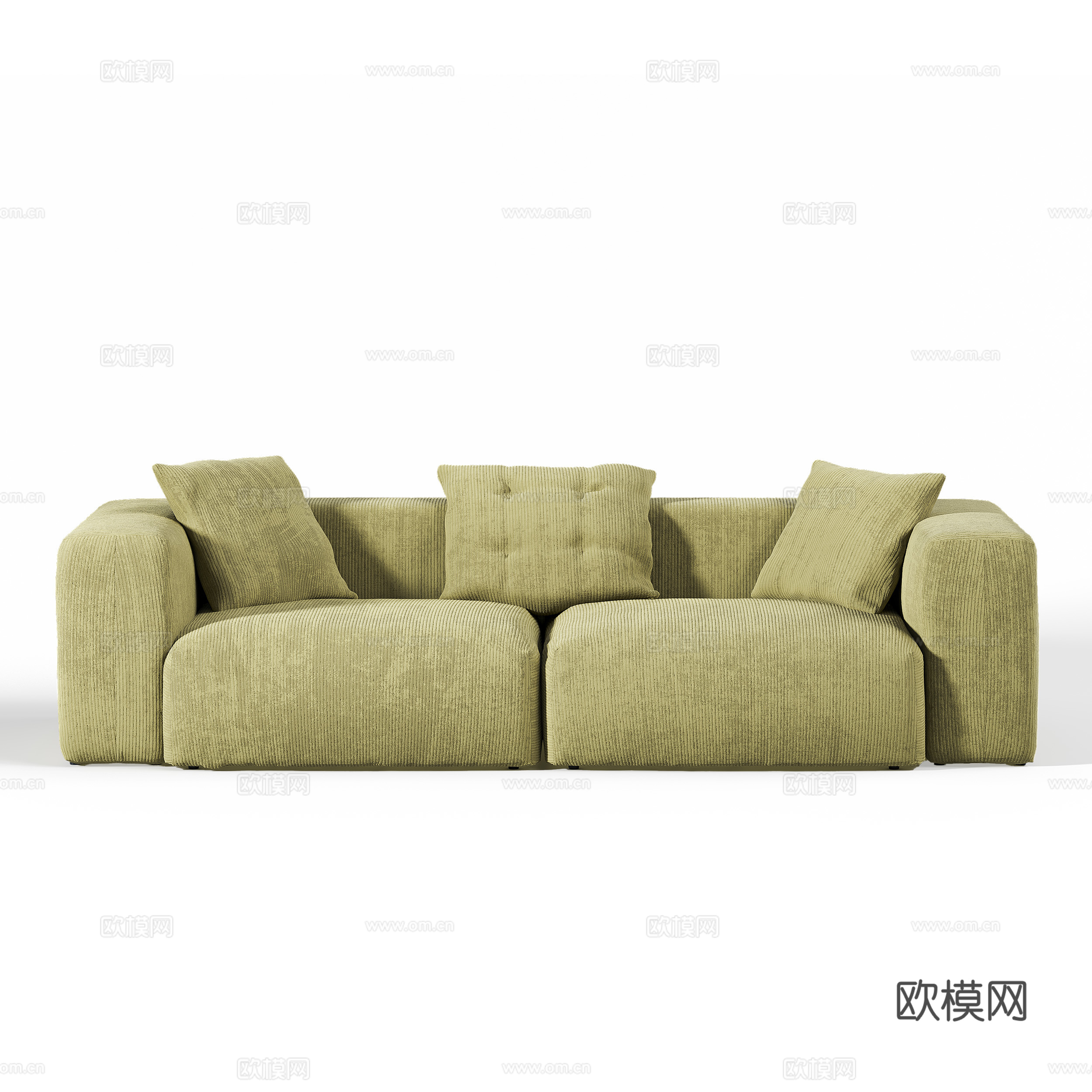 现代奶油风布艺休闲沙发3d模型