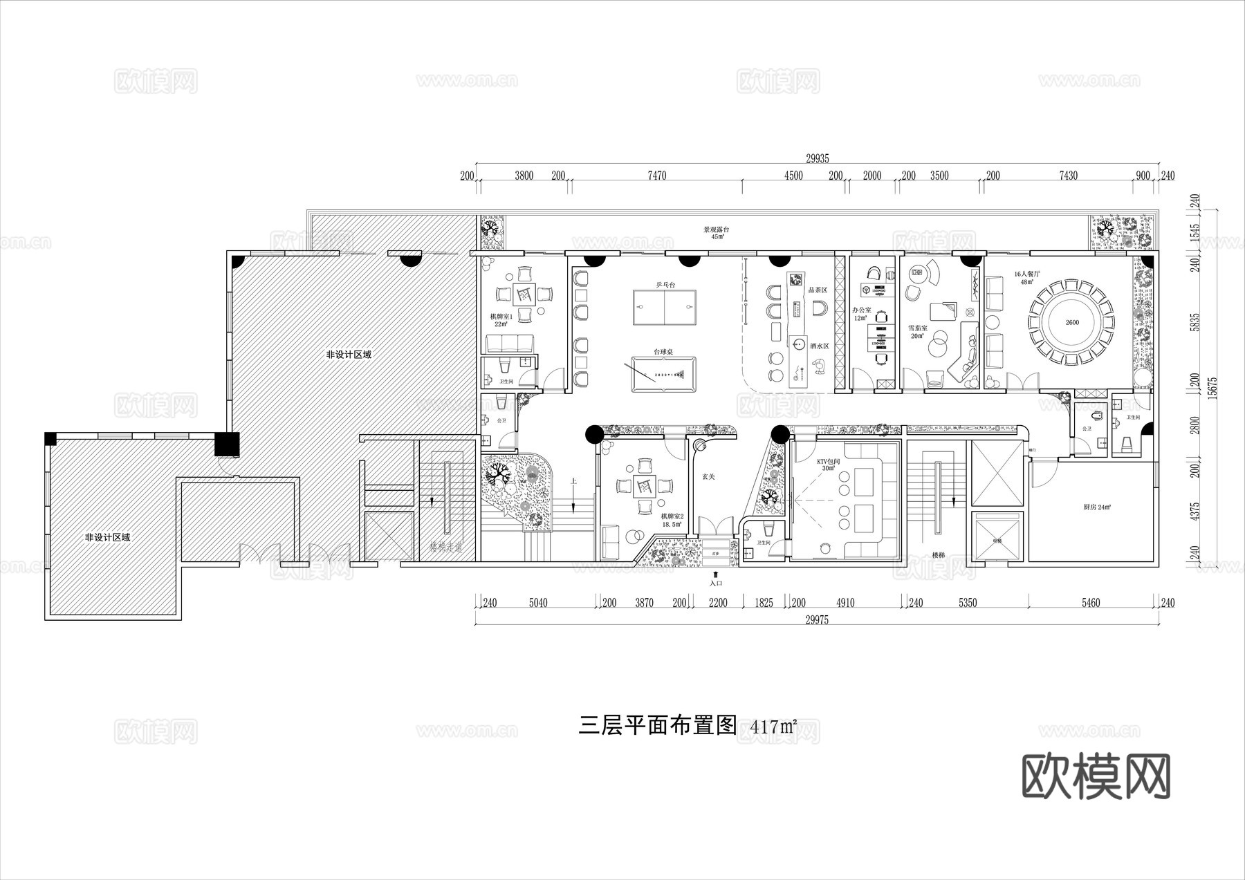 会所平面图cad施工图