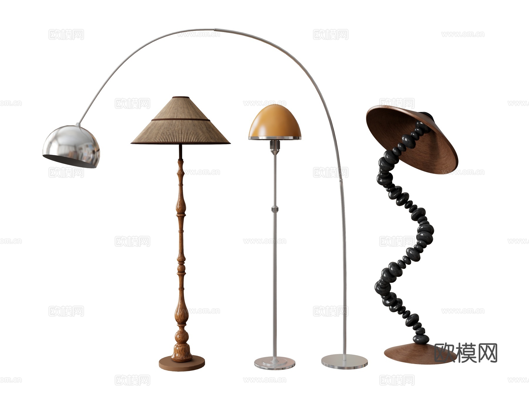 落地灯装饰灯台灯  阅读灯钓鱼灯su模型下载（渲染图1）