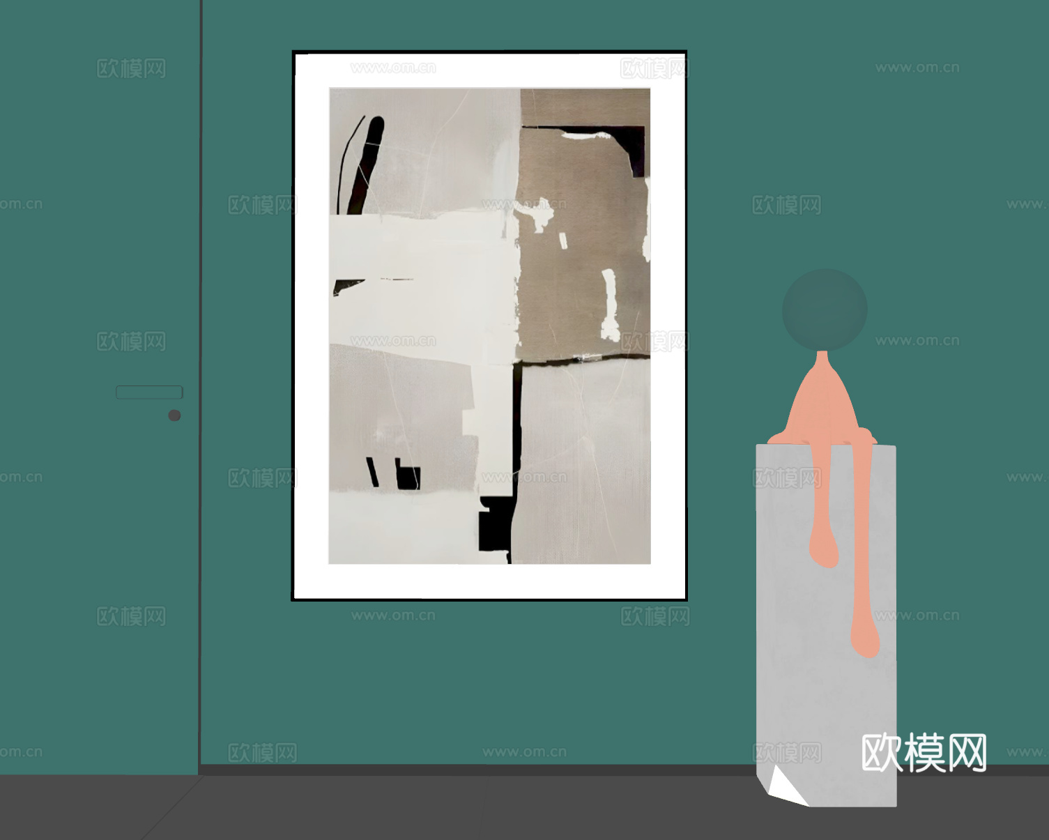 现代挂画  现代抽象挂画  现代极简挂画su模型