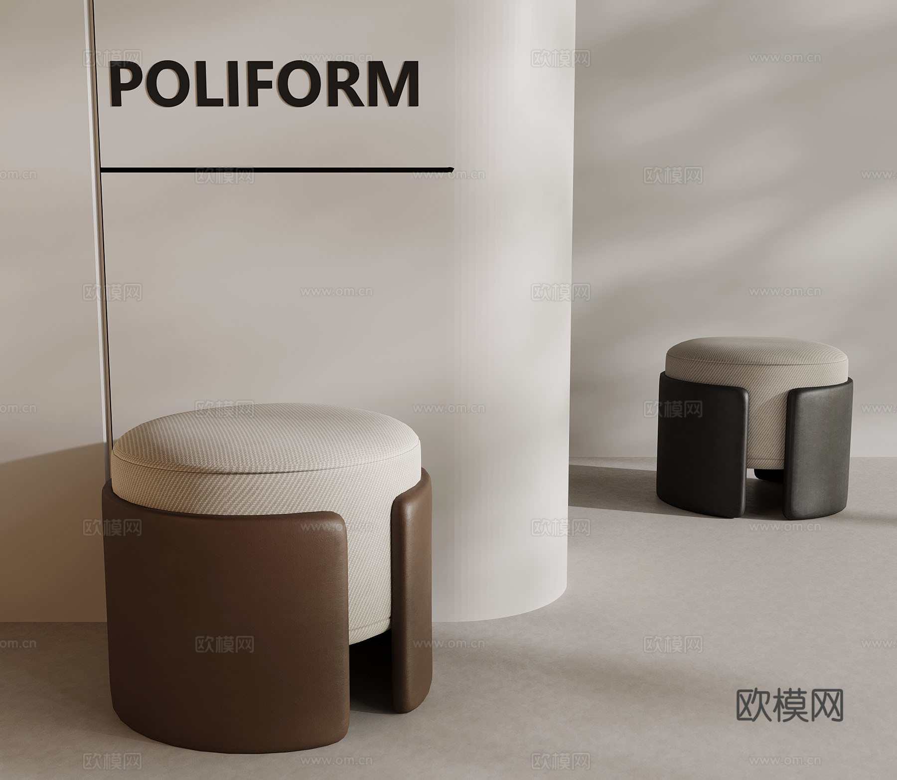 沙发凳 现代简洁沙发凳 矮凳 圆凳3d模型