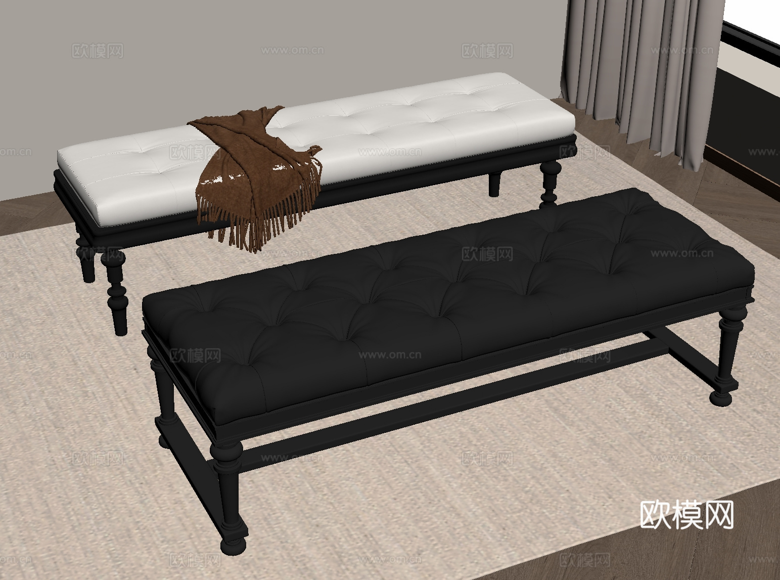 换鞋凳 法式换鞋凳 长凳su模型
