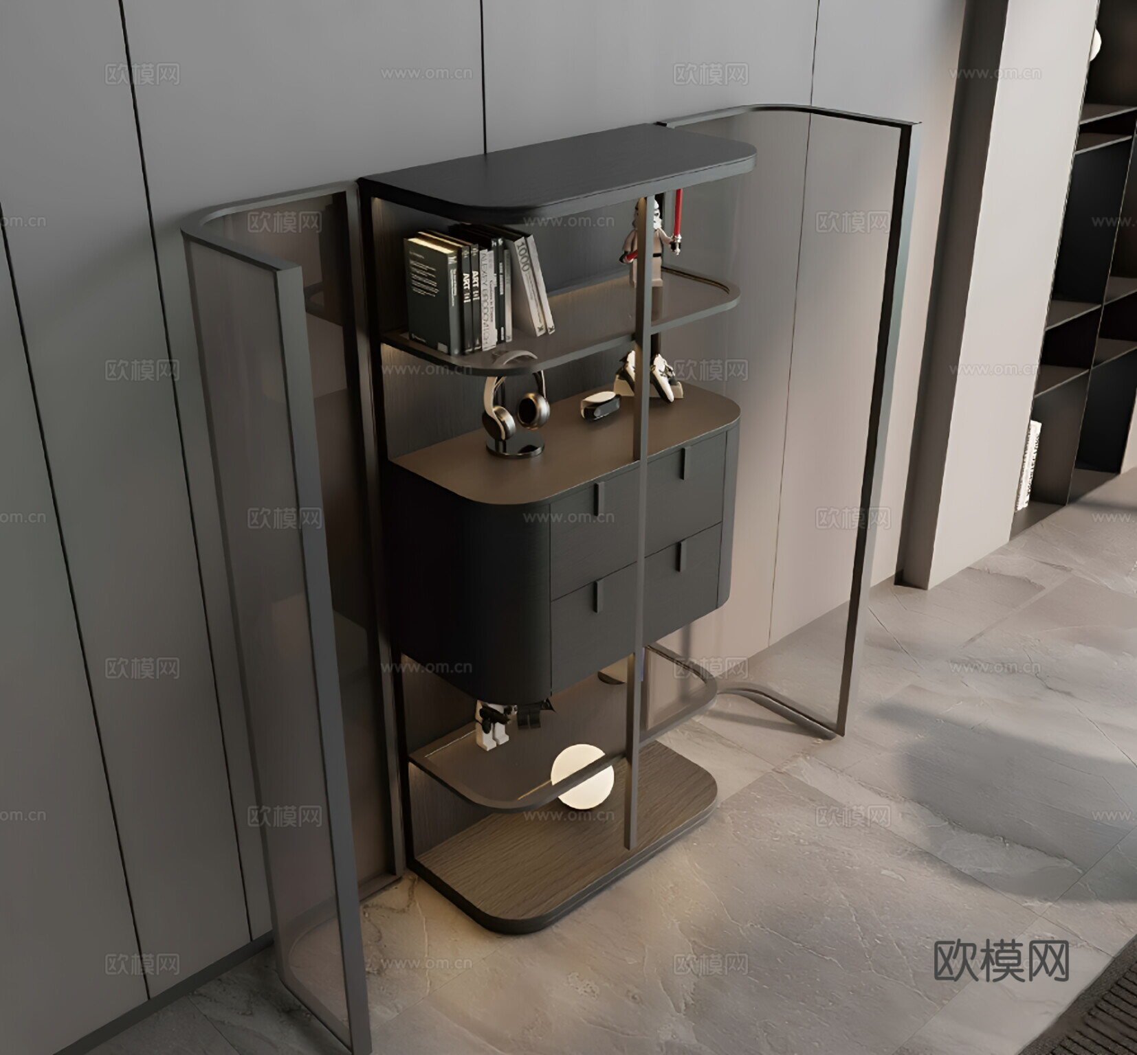 现代意式手办柜 装饰柜 边柜 手办柜3d模型