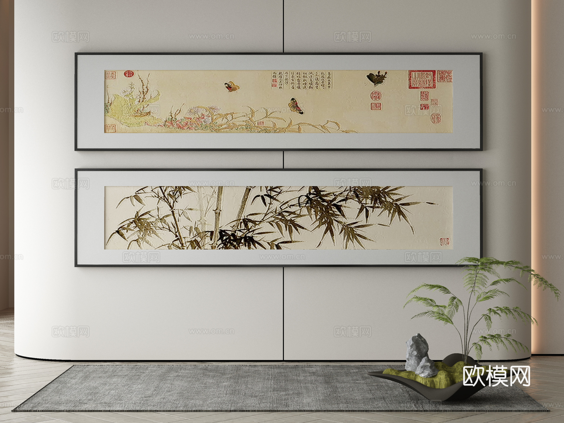 新中式侘寂挂画 油画3d模型