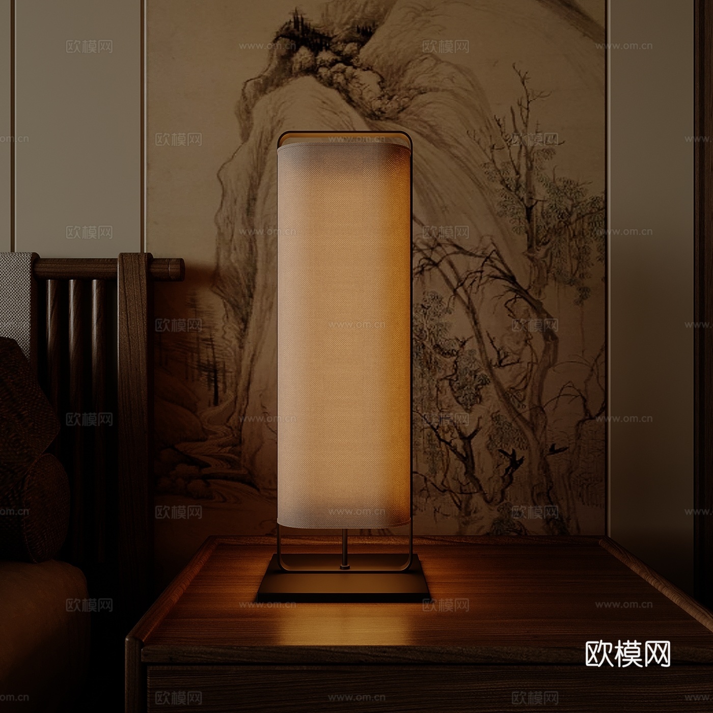 中古风 新中式 台灯 床头灯3d模型
