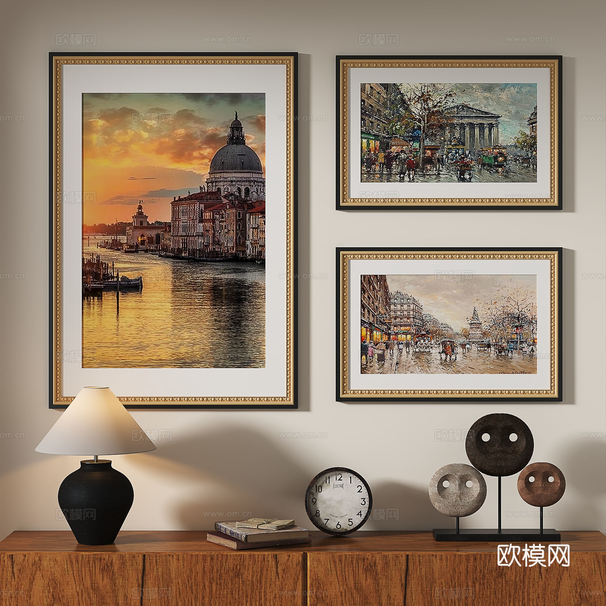 法式，复古，现代，中古，轻奢，油画，抽象，装饰画3d模型