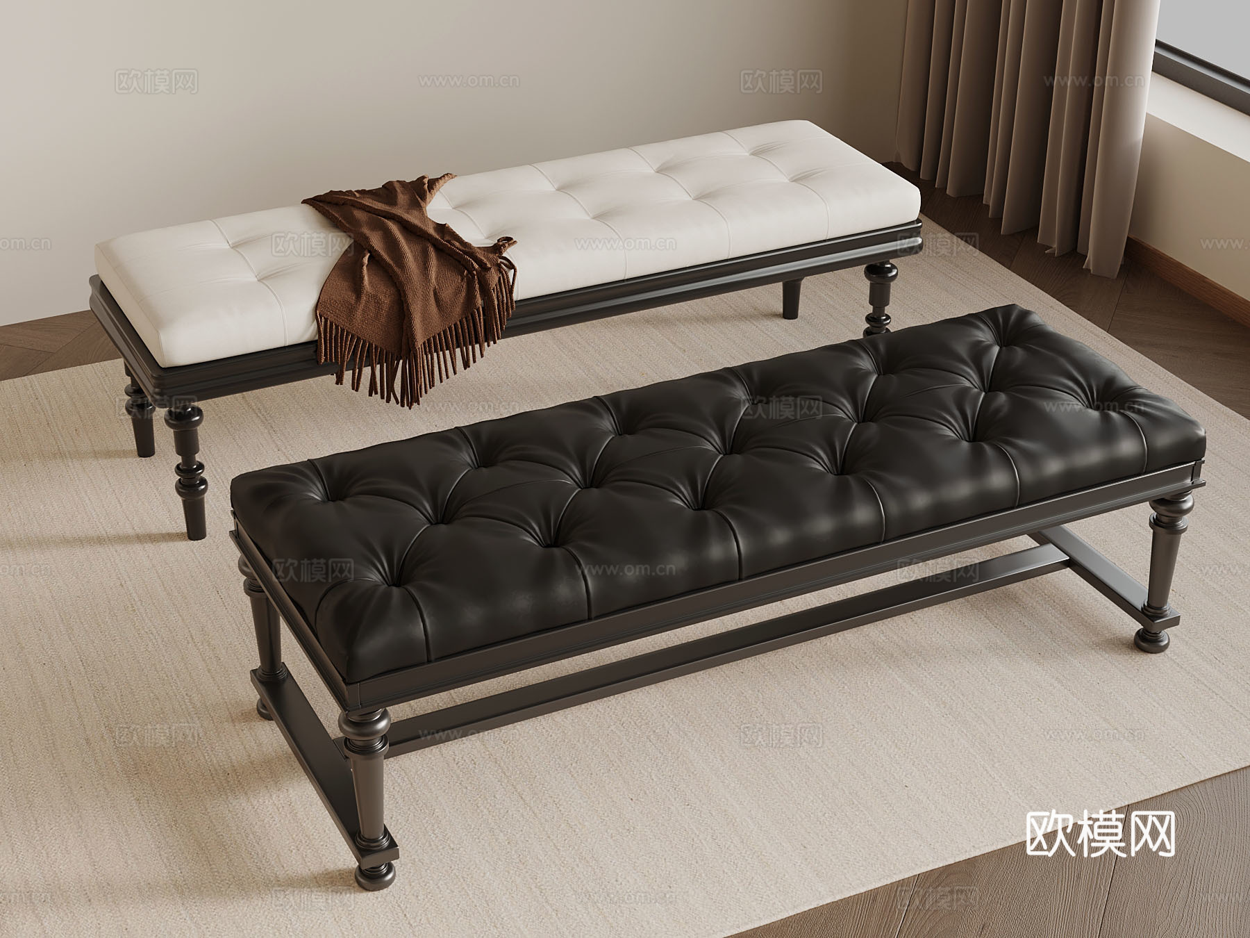 换鞋凳 法式换鞋凳 长凳su模型