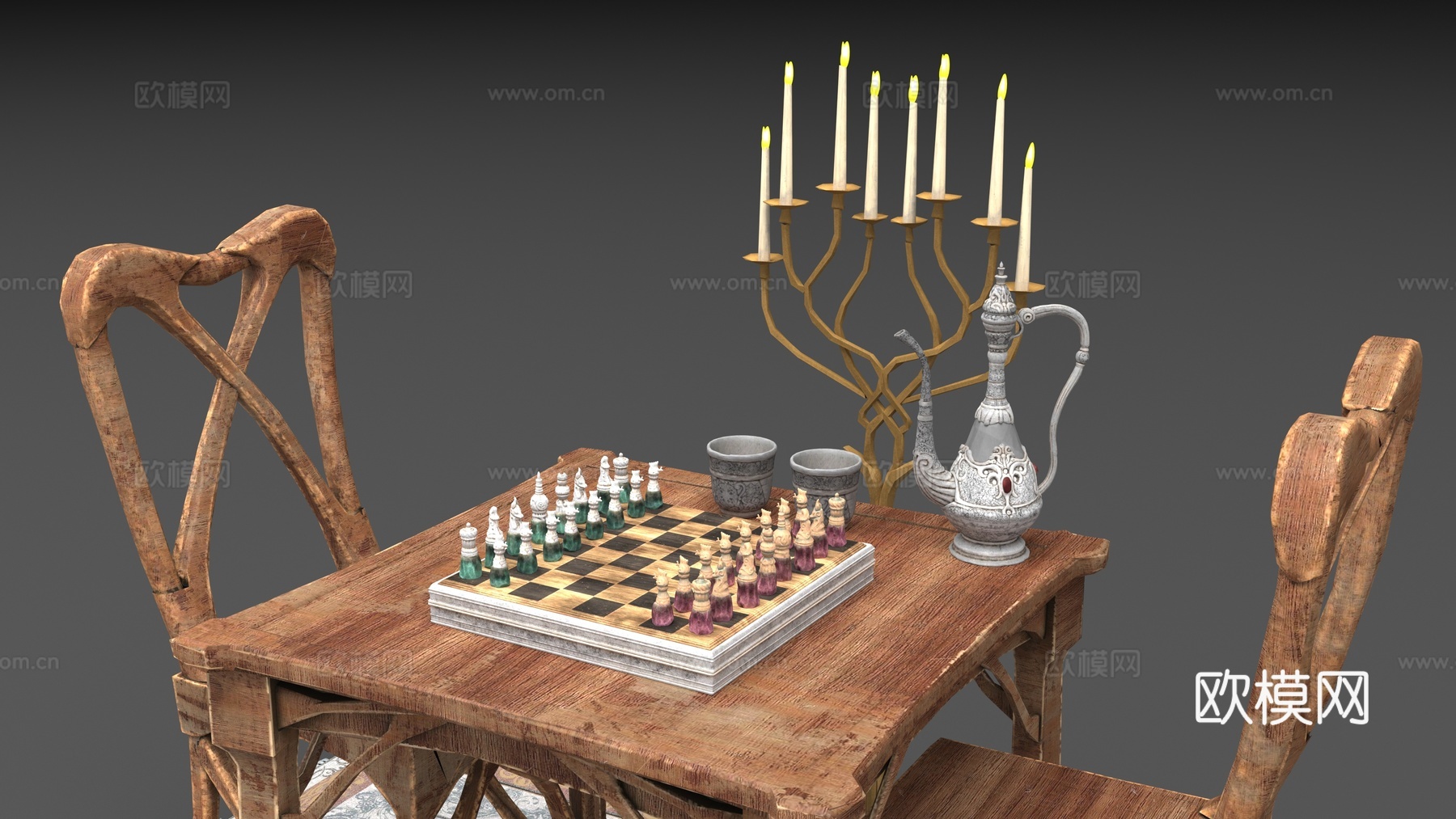 国际象棋桌椅3d模型