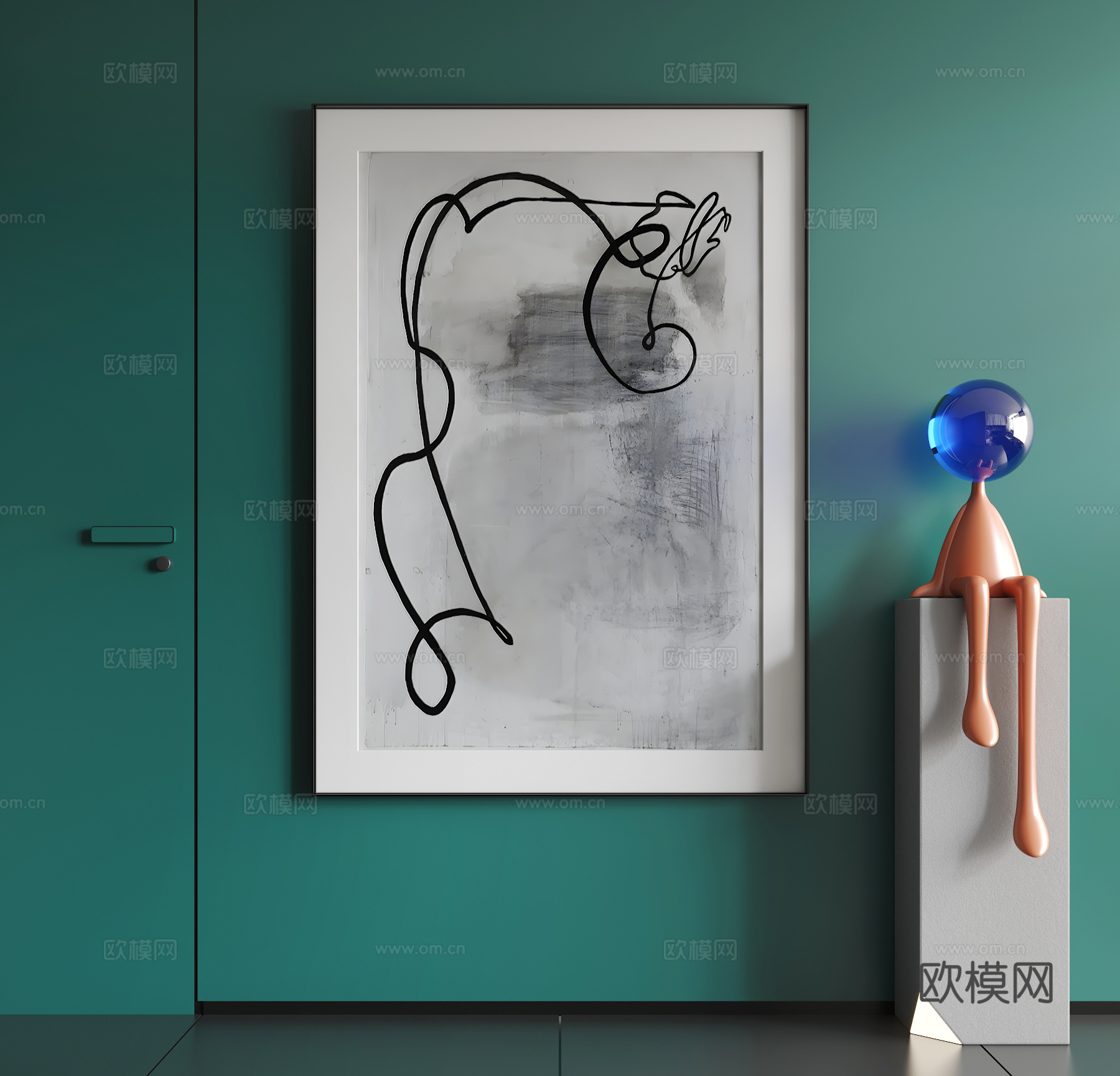 现代挂画  现代抽象挂画  现代极简挂画su模型