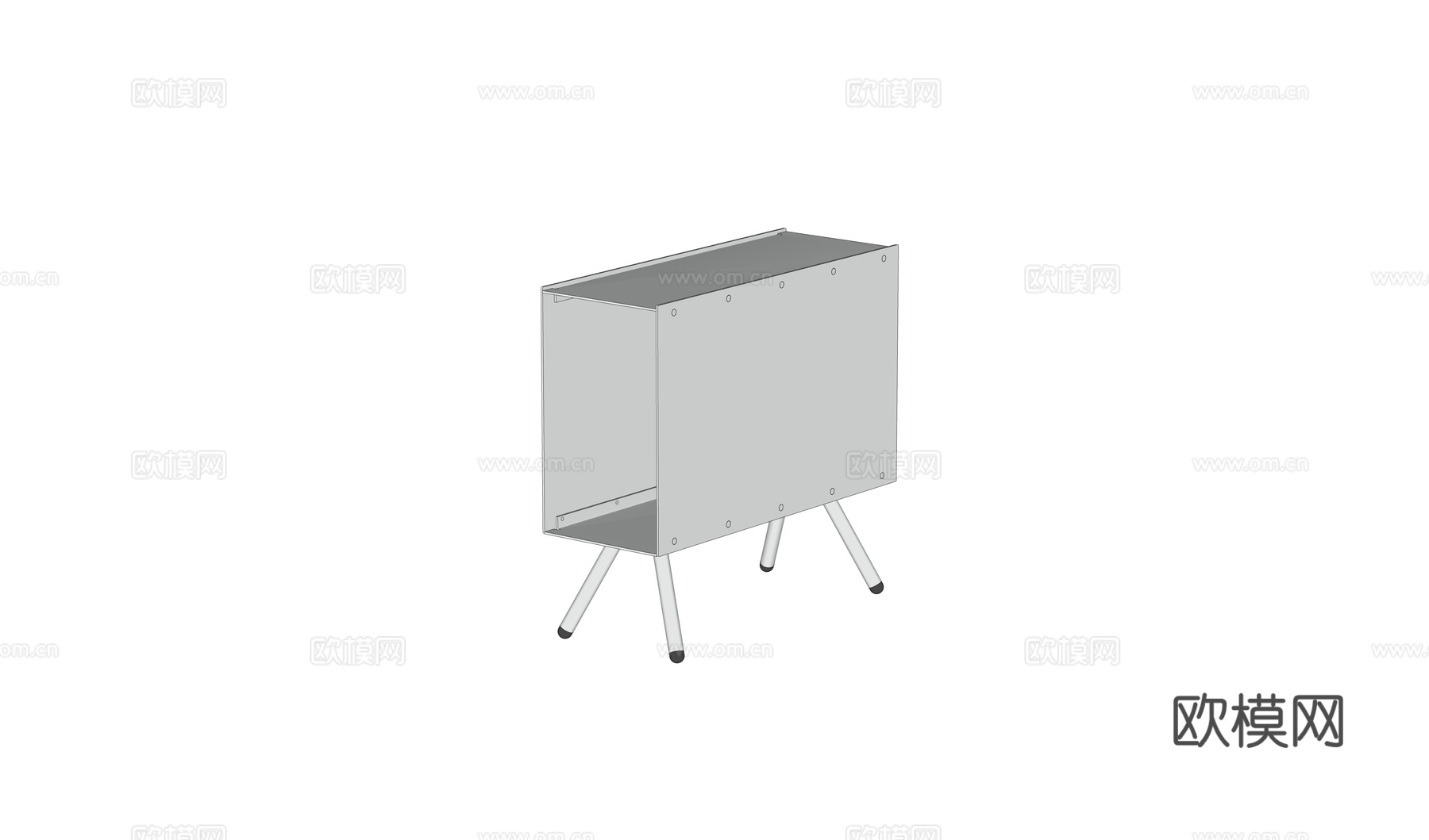 北欧现代不锈钢客厅沙发小边几 不锈钢收纳边几su模型