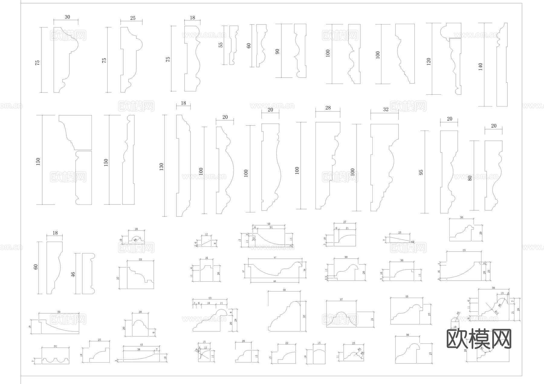 门套线条CAD图库cad施工图