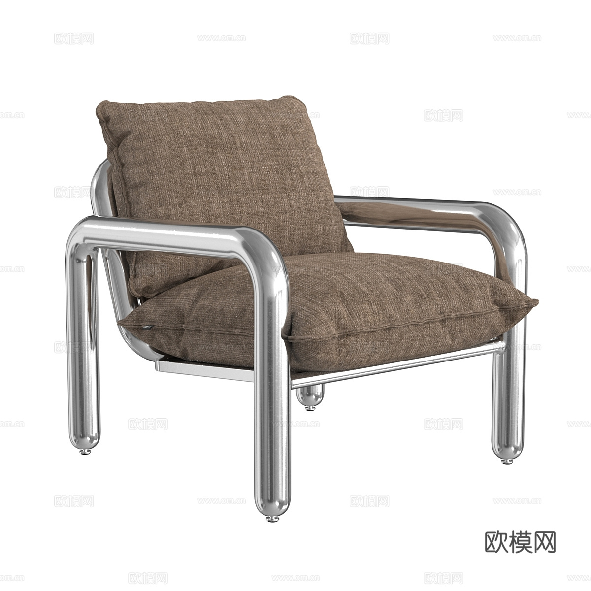 现代意式极简不锈钢扶手椅3d模型