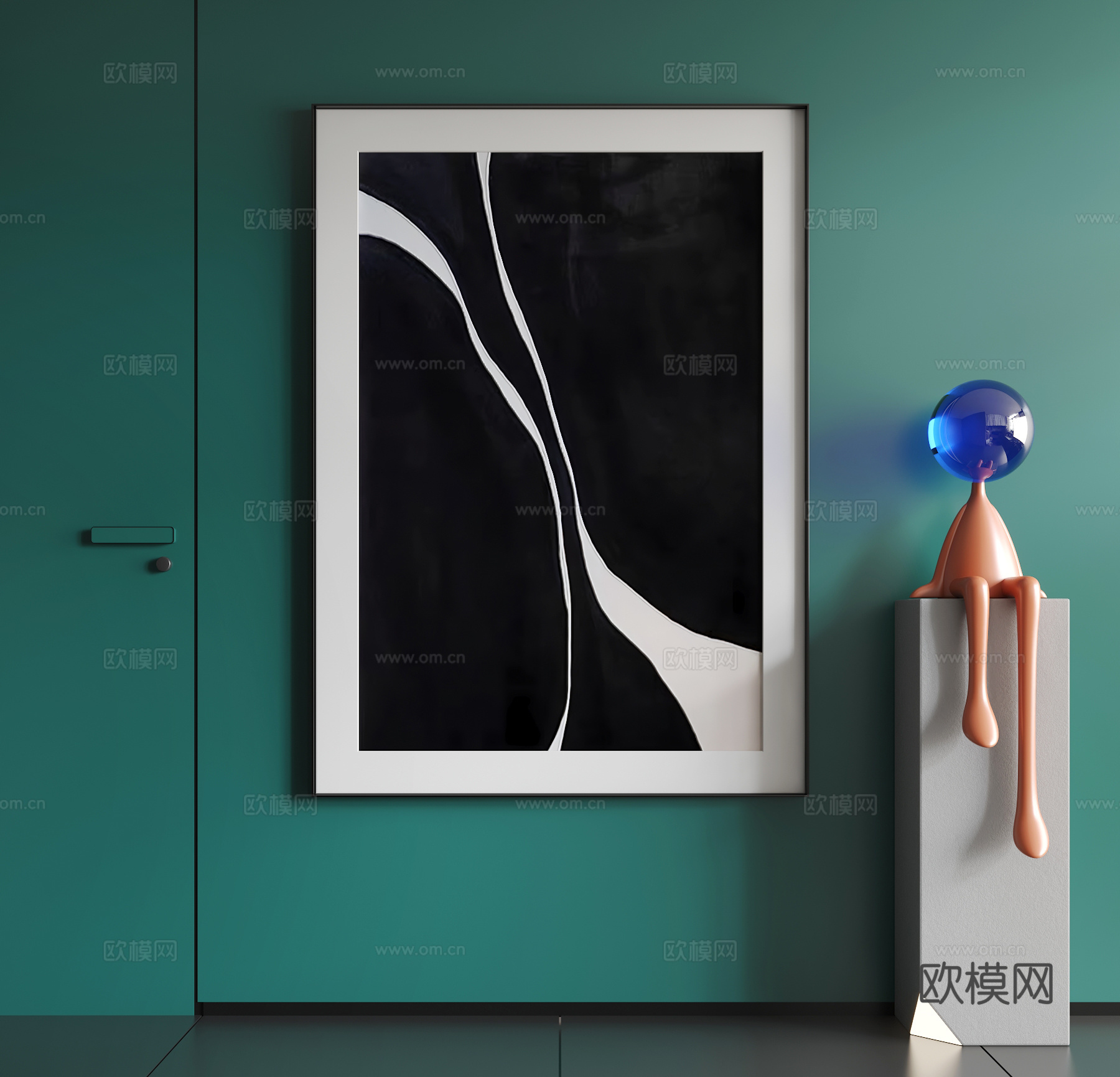 现代挂画  现代抽象挂画  现代极简挂画su模型