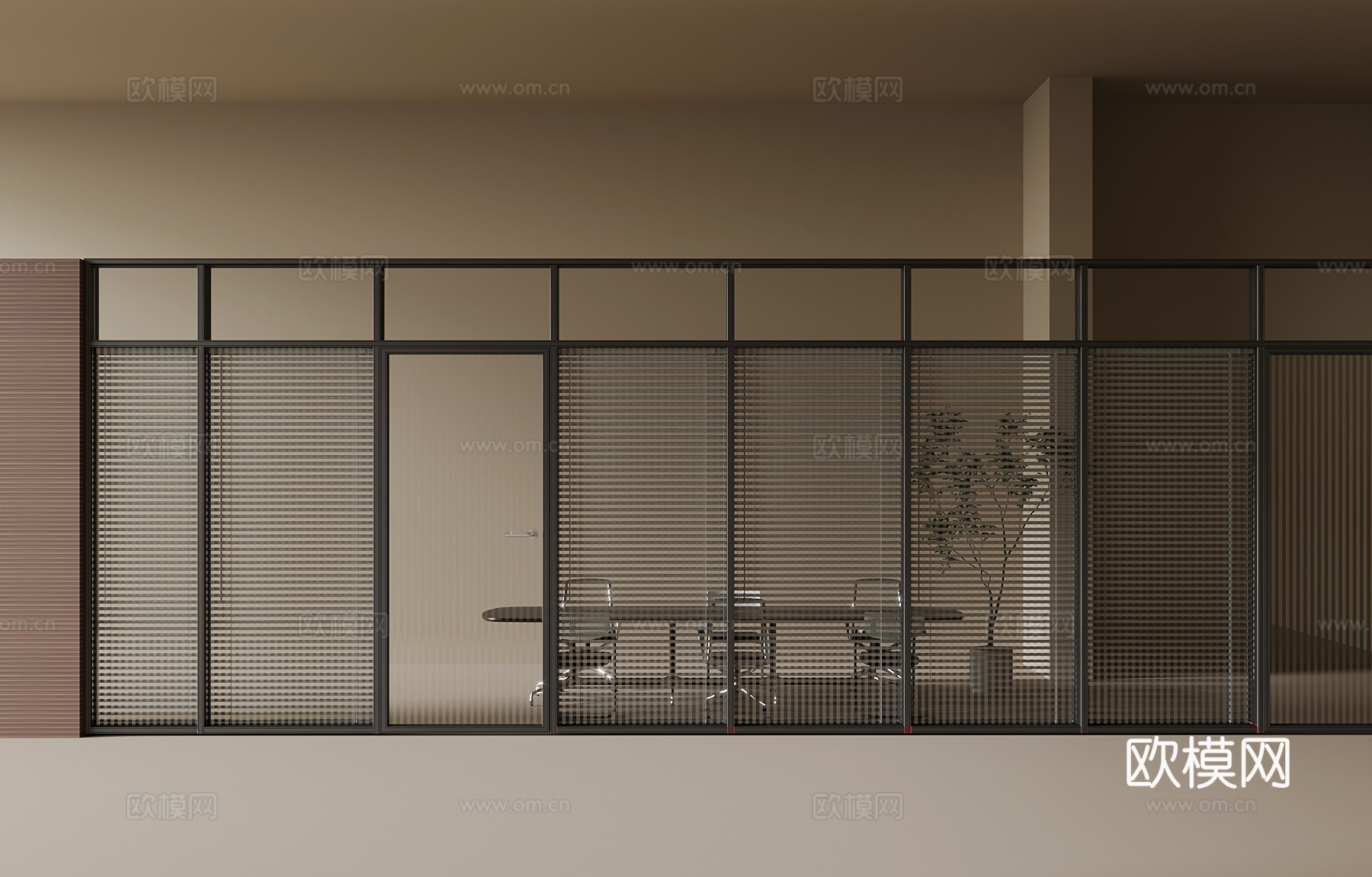 玻璃隔断 现代办公玻璃隔断 玻璃门3d模型